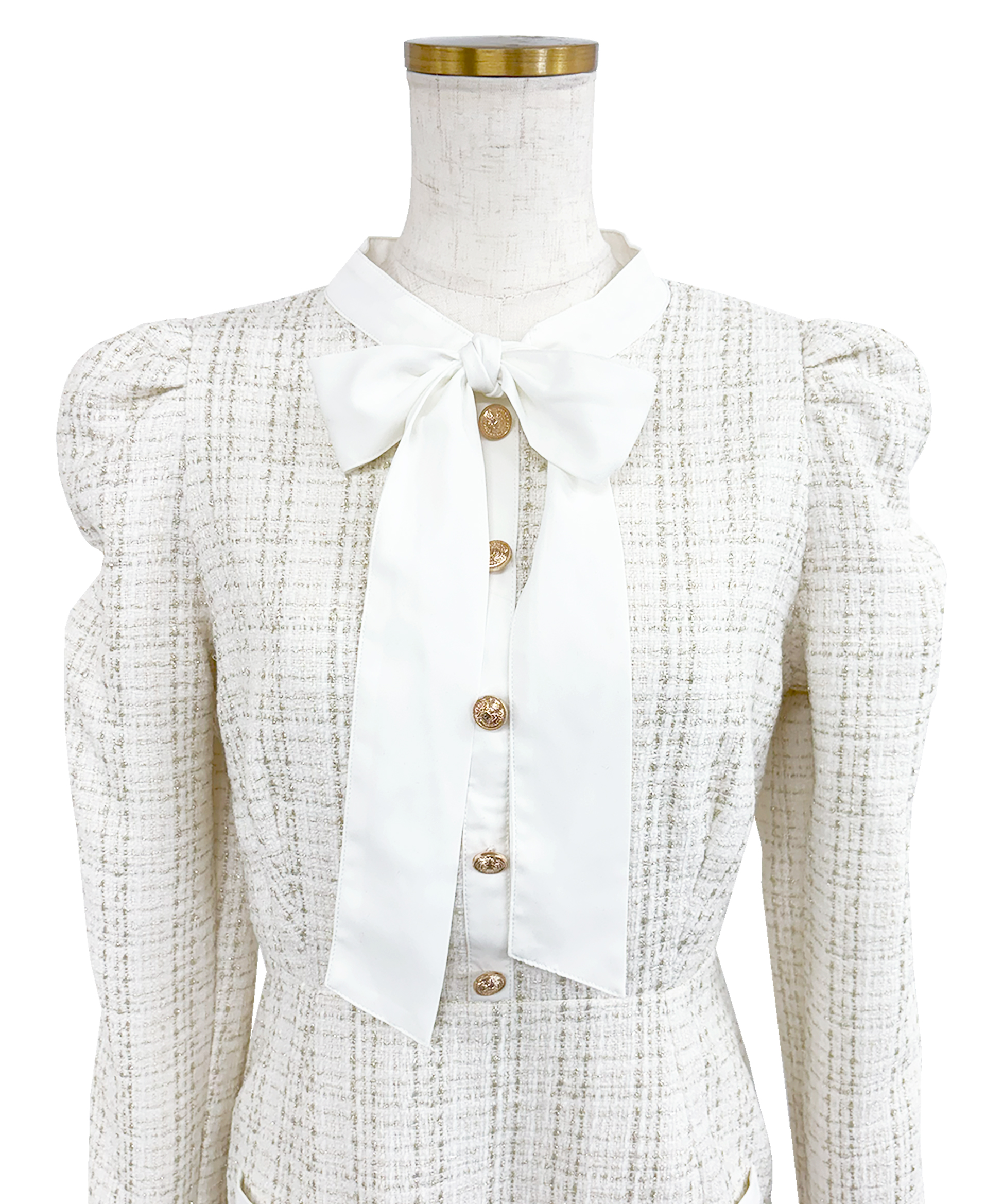 【Special Gift Fair】ribbon tie tweed mini onepiece