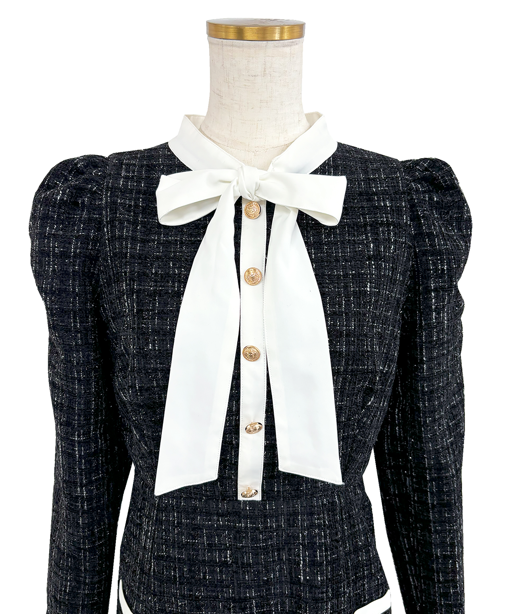 【Special Gift Fair】ribbon tie tweed mini onepiece