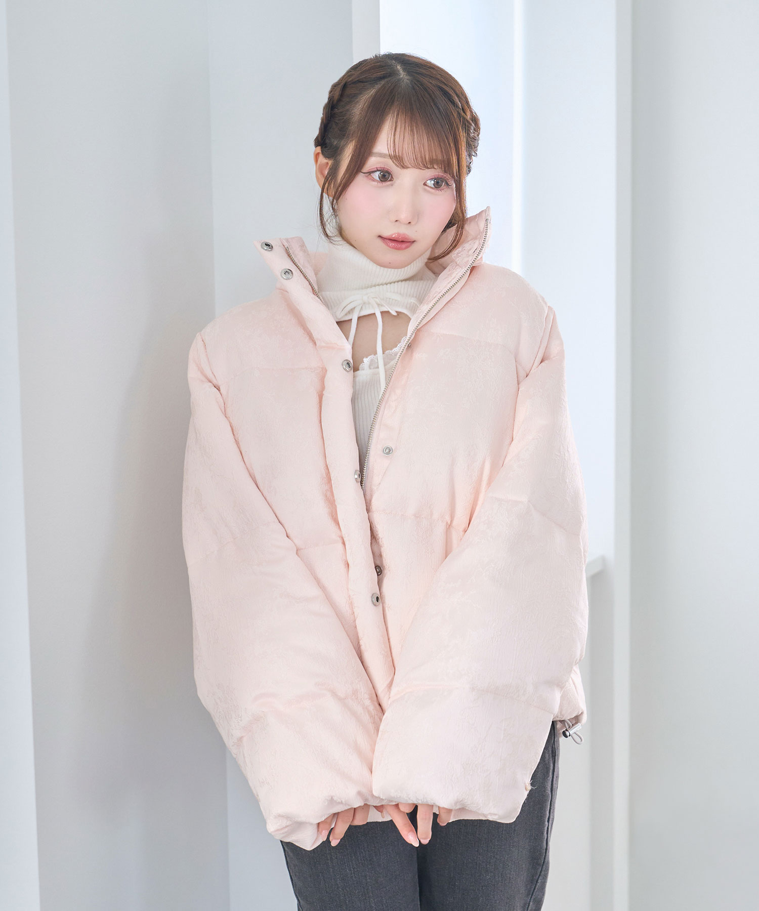 【Special Gift Fair】 Jaquard mid-length down coat