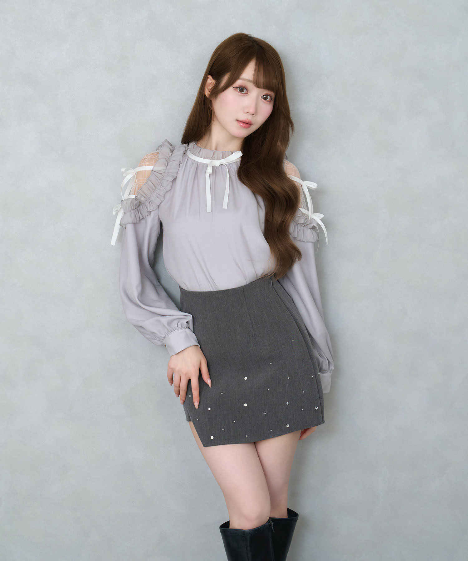 Shoulder frills Ribbon blouse – BUNNY APARTMENT