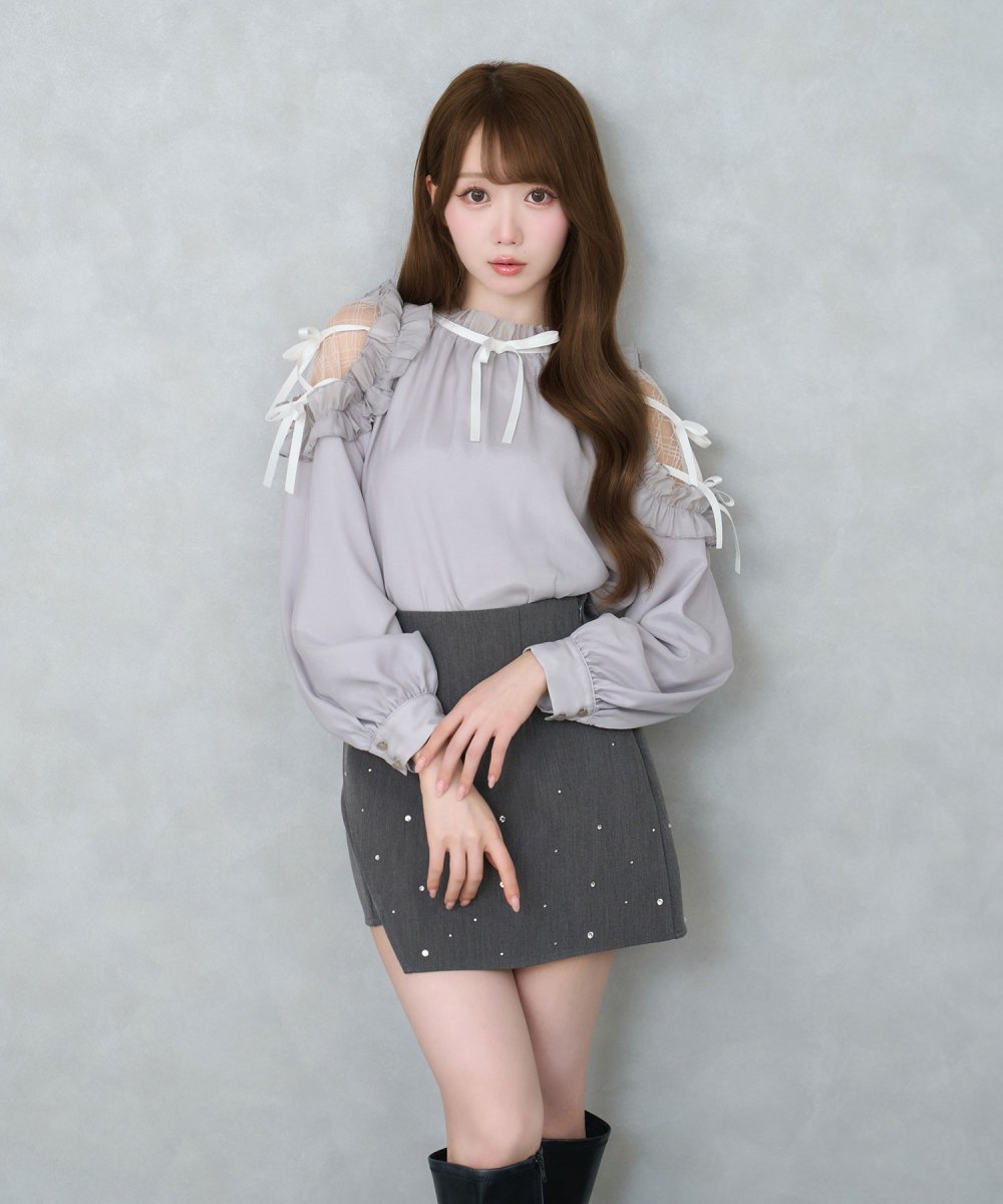 Shoulder frills Ribbon blouse – BUNNY APARTMENT
