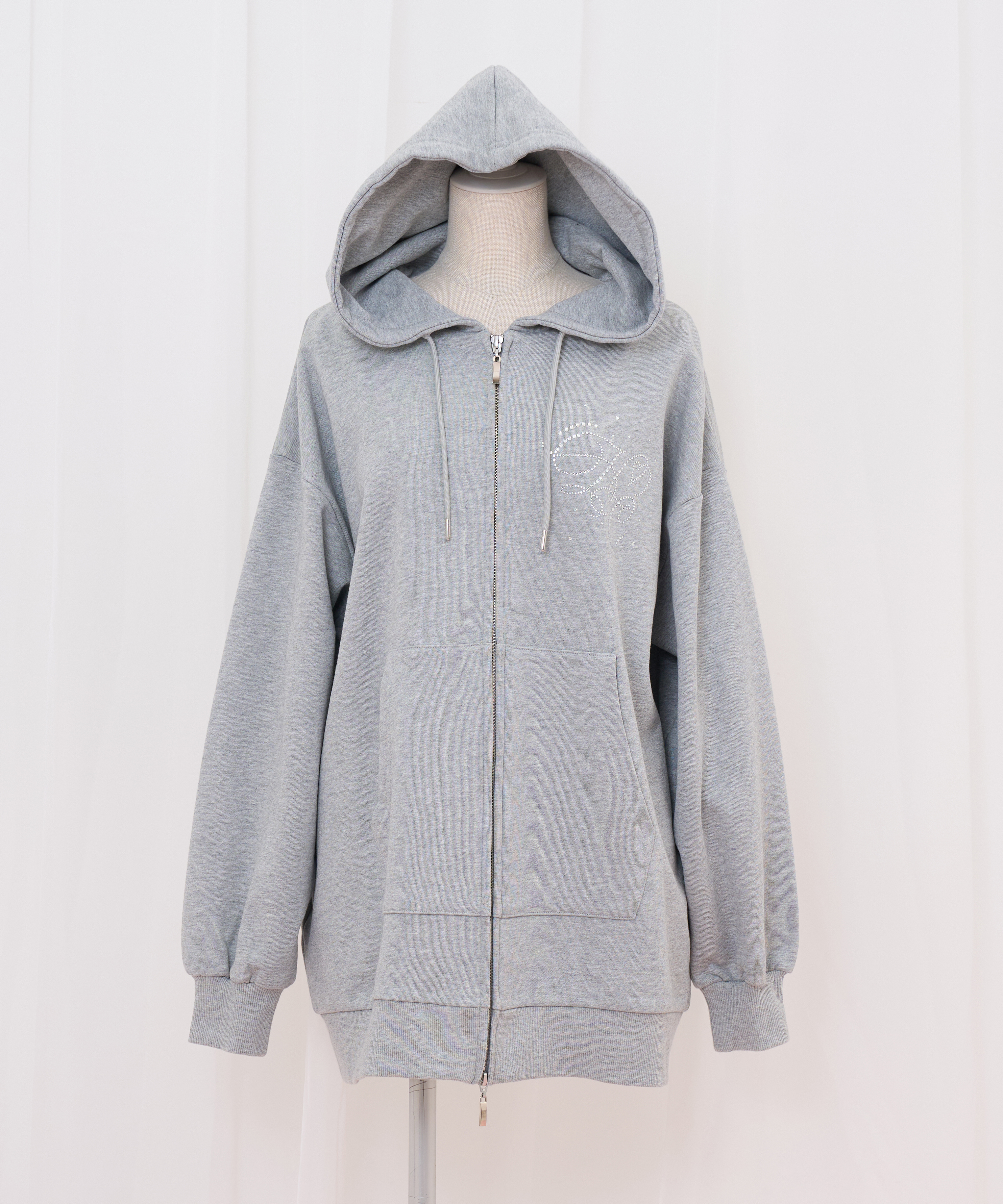 羽ビジュージップパーカー