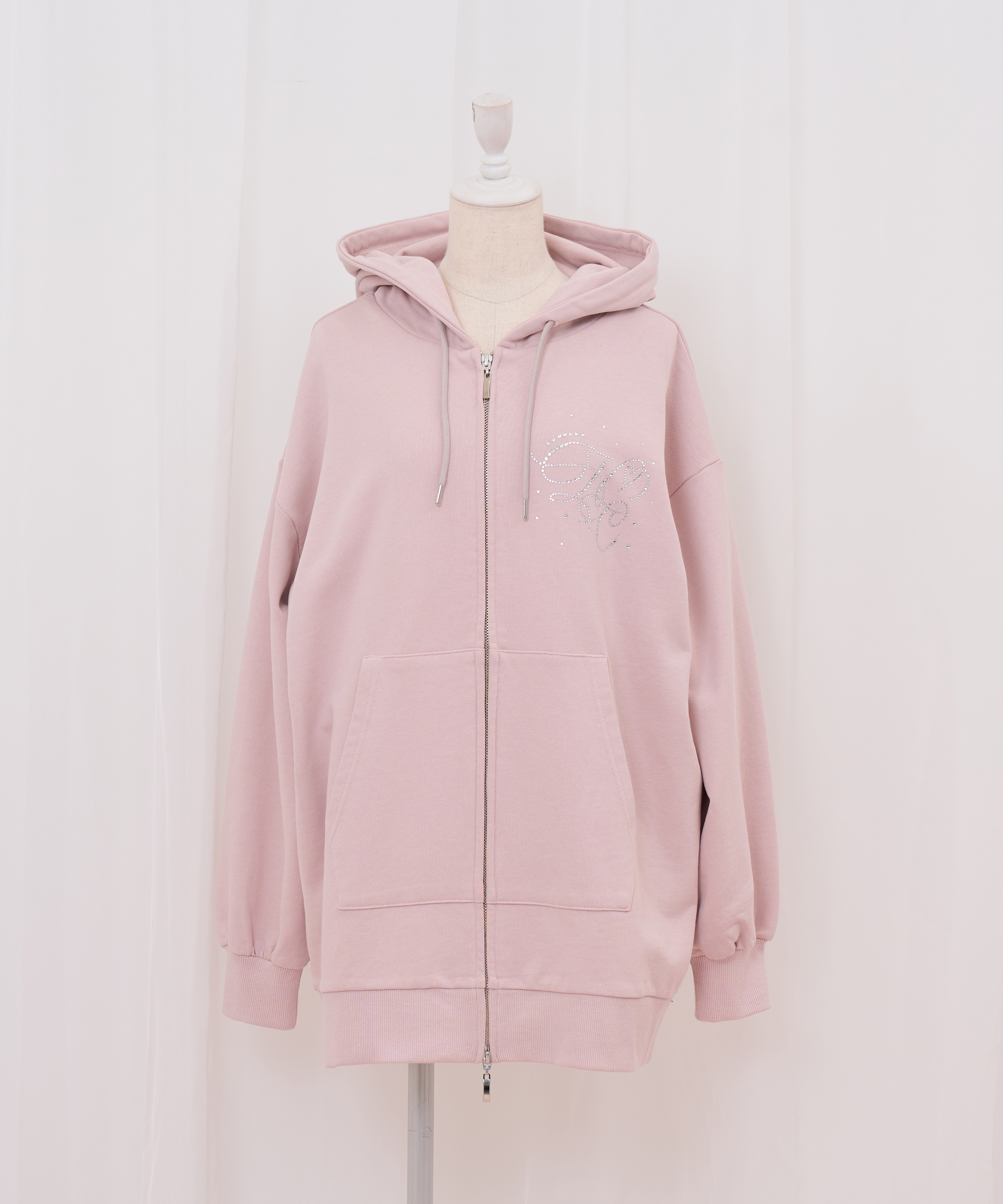 羽ビジュージップパーカー