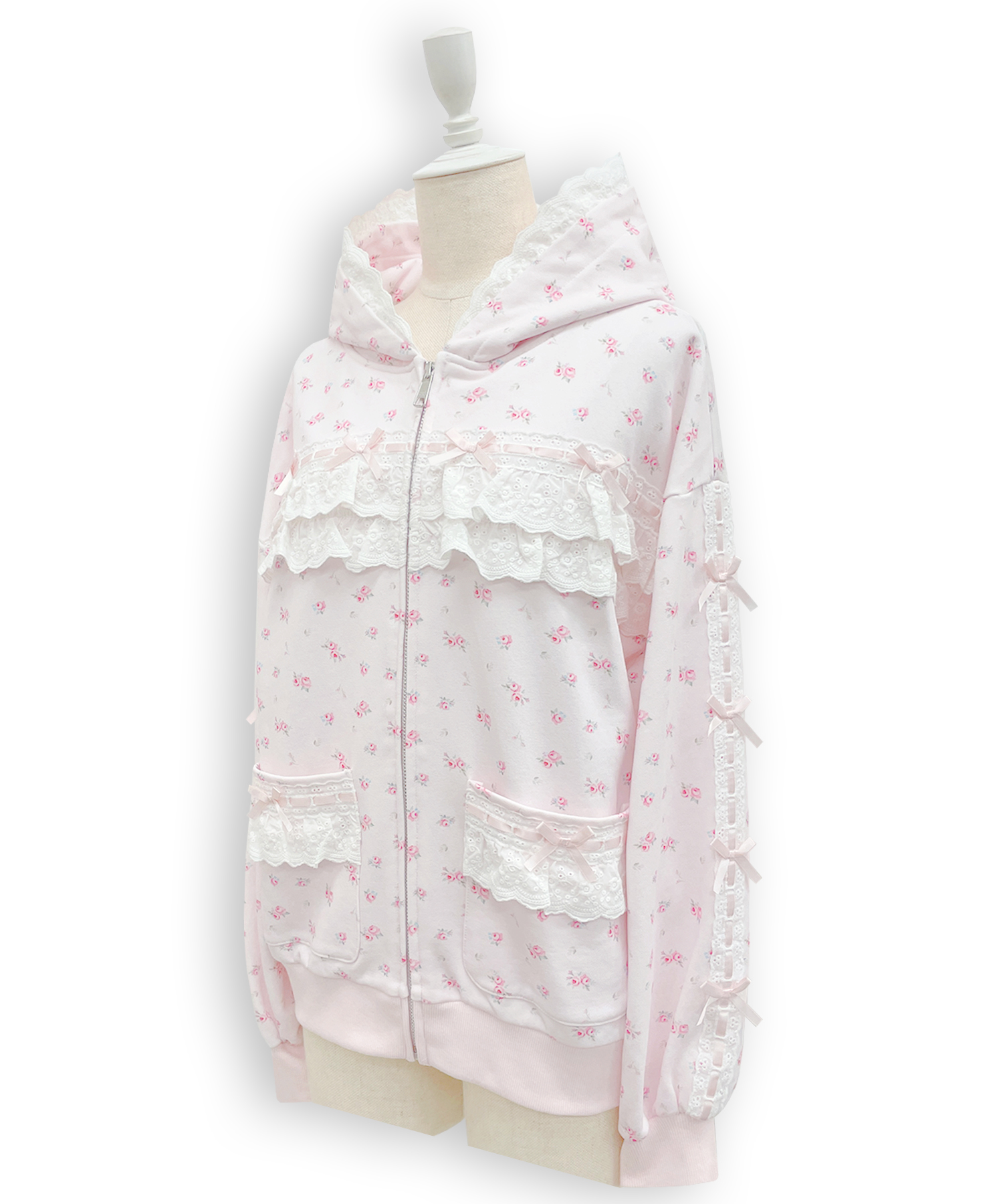 コットンフリルジップパーカー