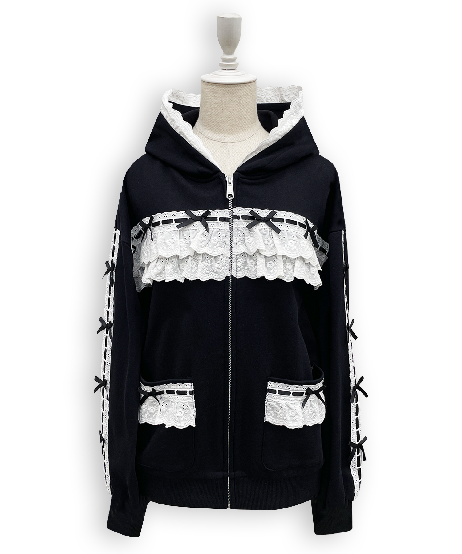 コットンフリルジップパーカー