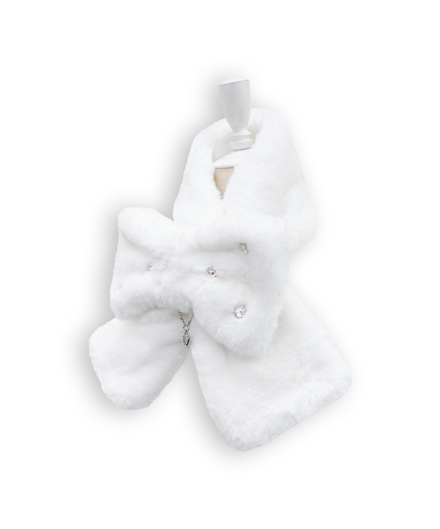 ロゴチャーム付きビジューリボンマフラー