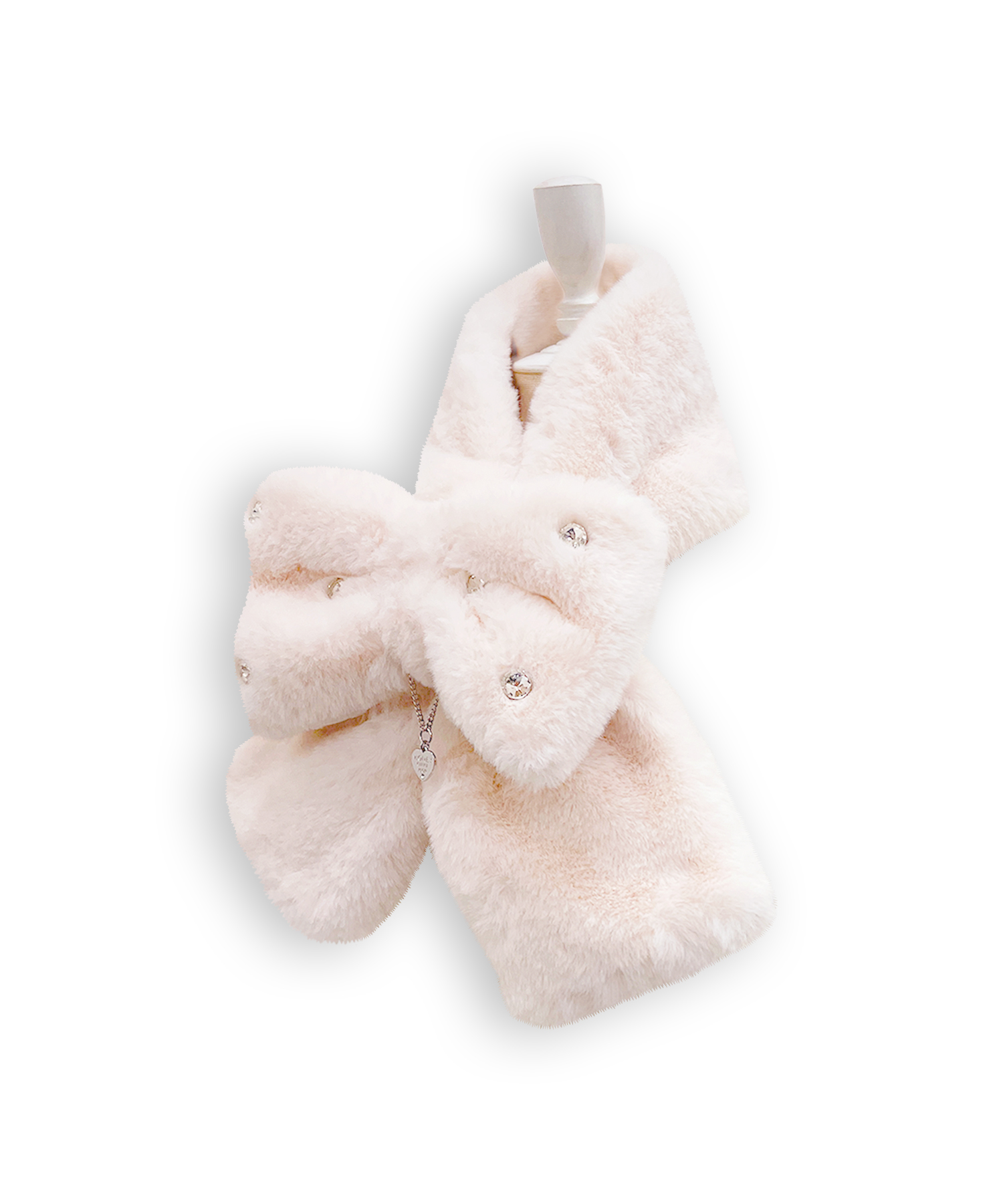 ロゴチャーム付きビジューリボンマフラー