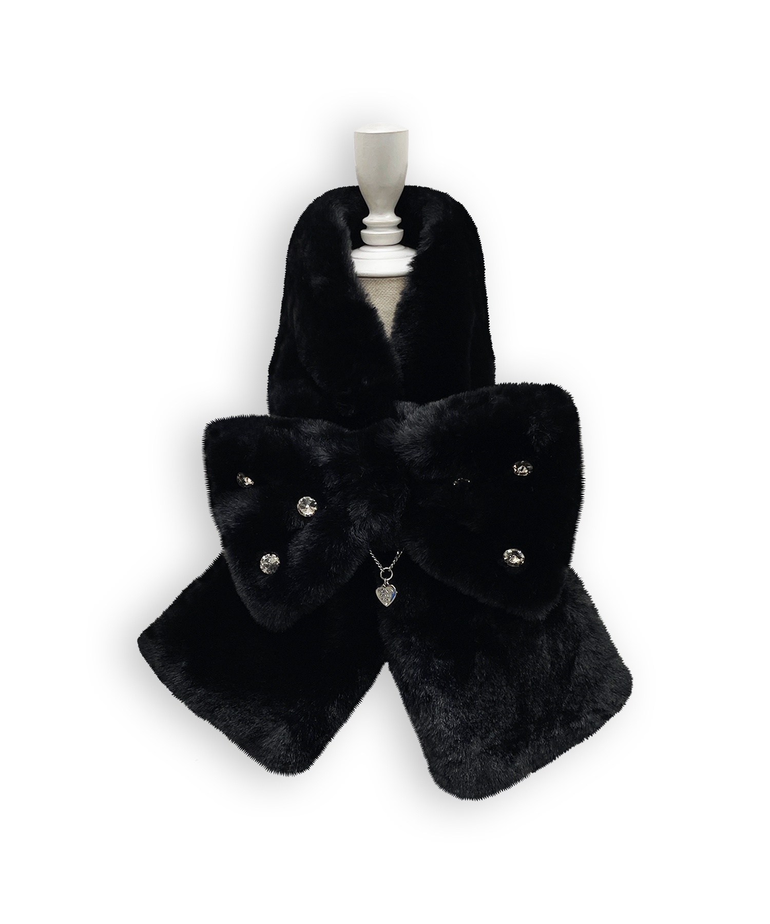 ロゴチャーム付きビジューリボンマフラー