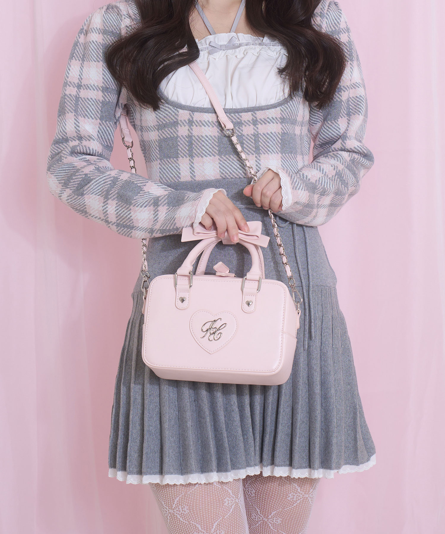 ハンドルリボンハートロゴバッグ