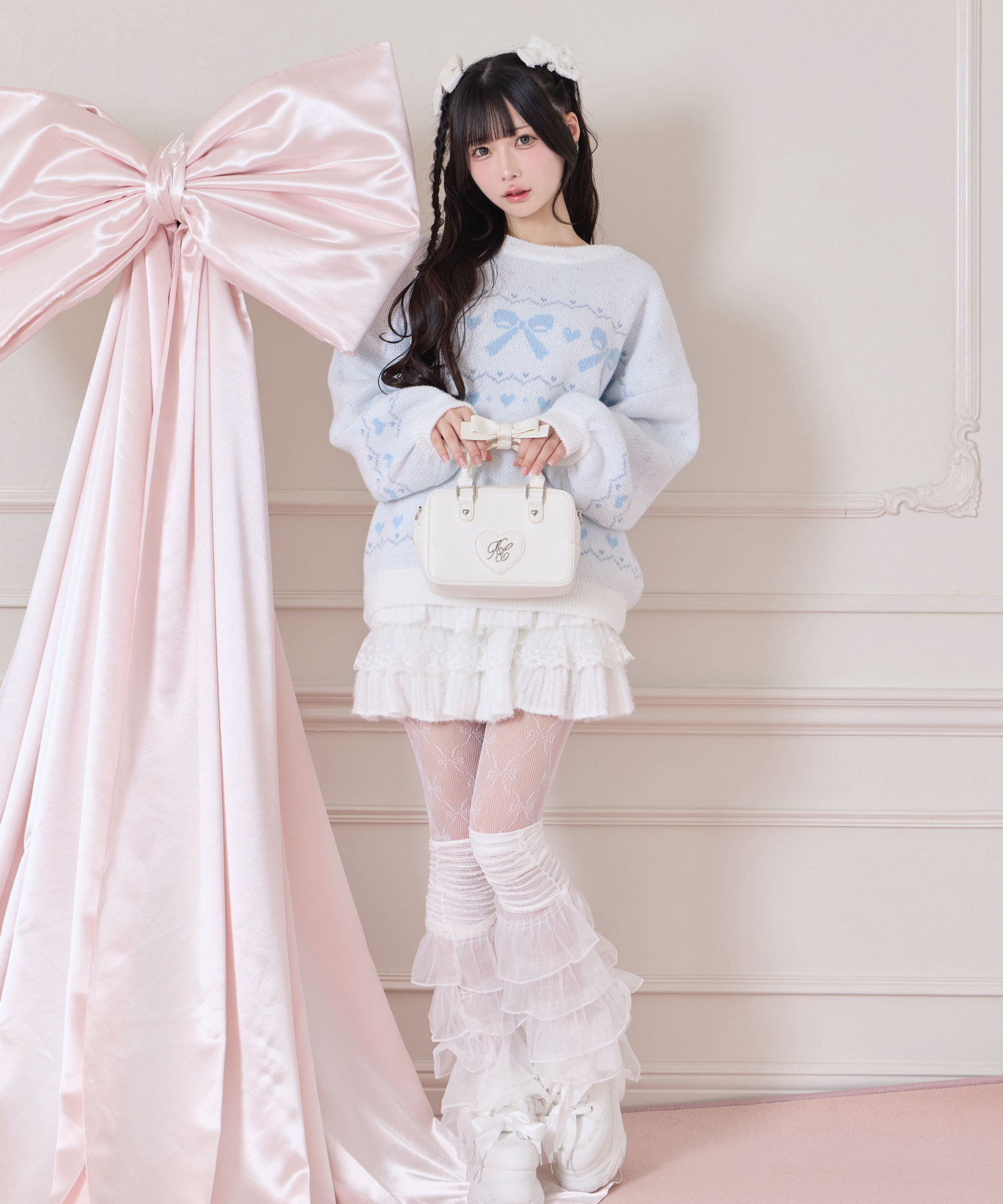 ハンドルリボンハートロゴバッグ