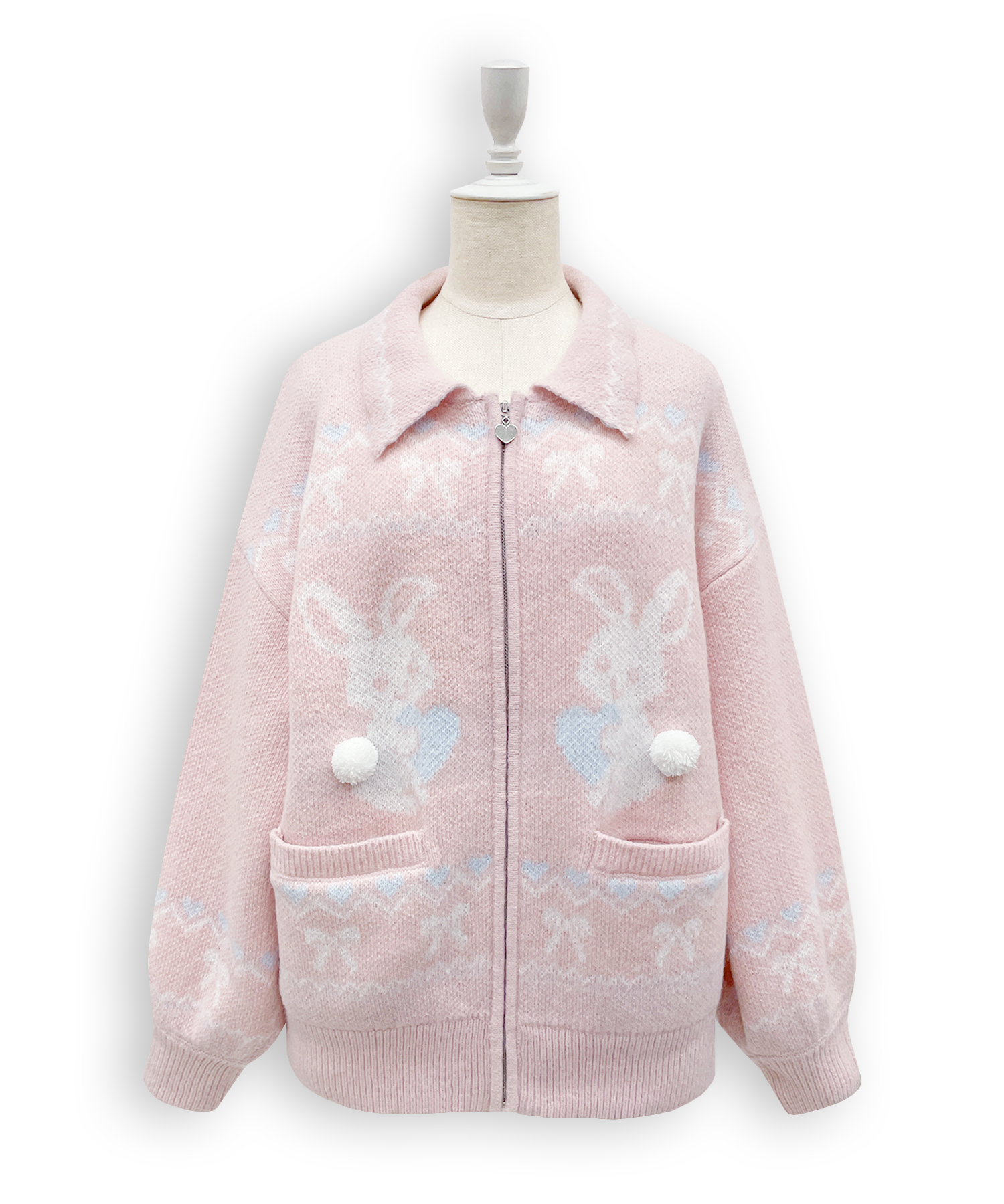 フルジップうさぎカウチンニット