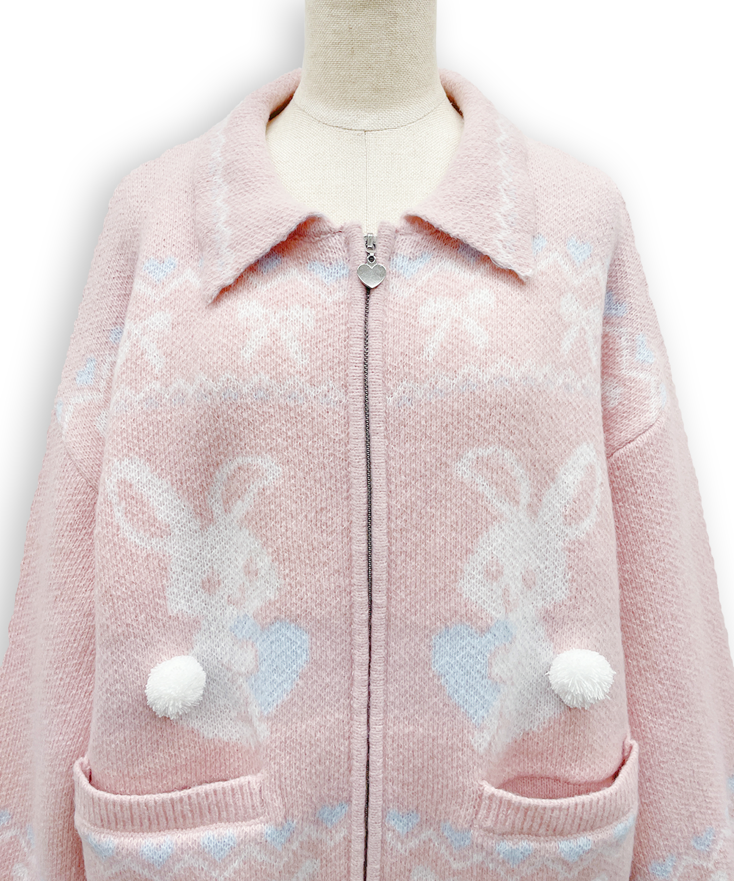 フルジップうさぎカウチンニット