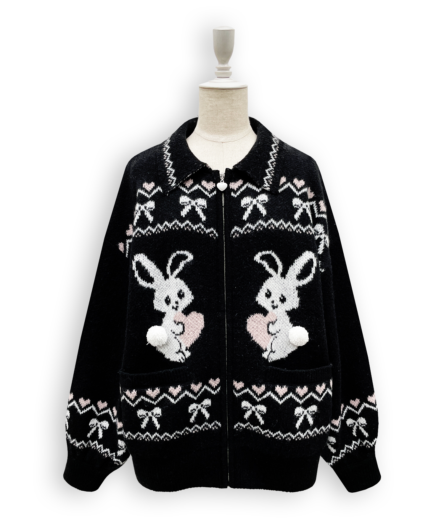 フルジップうさぎカウチンニット