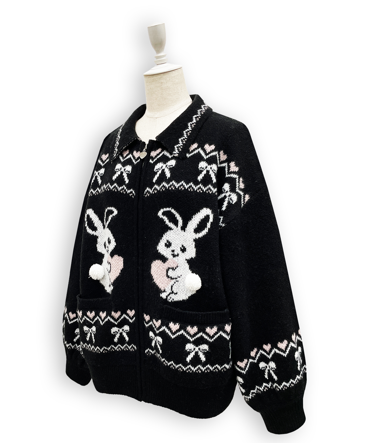 フルジップうさぎカウチンニット