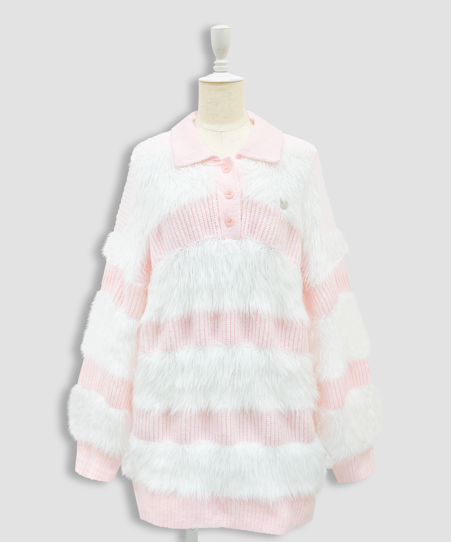 襟付きボーダーニットワンピ