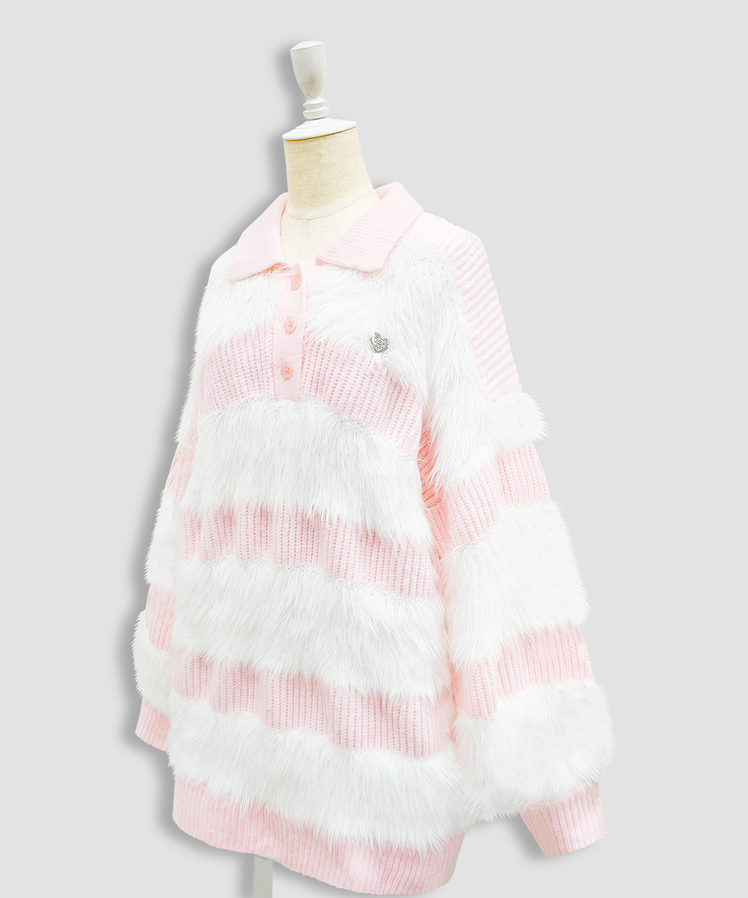 襟付きボーダーニットワンピ