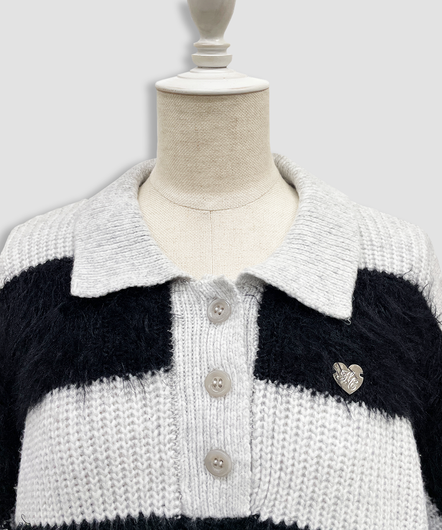 襟付きボーダーニットワンピ