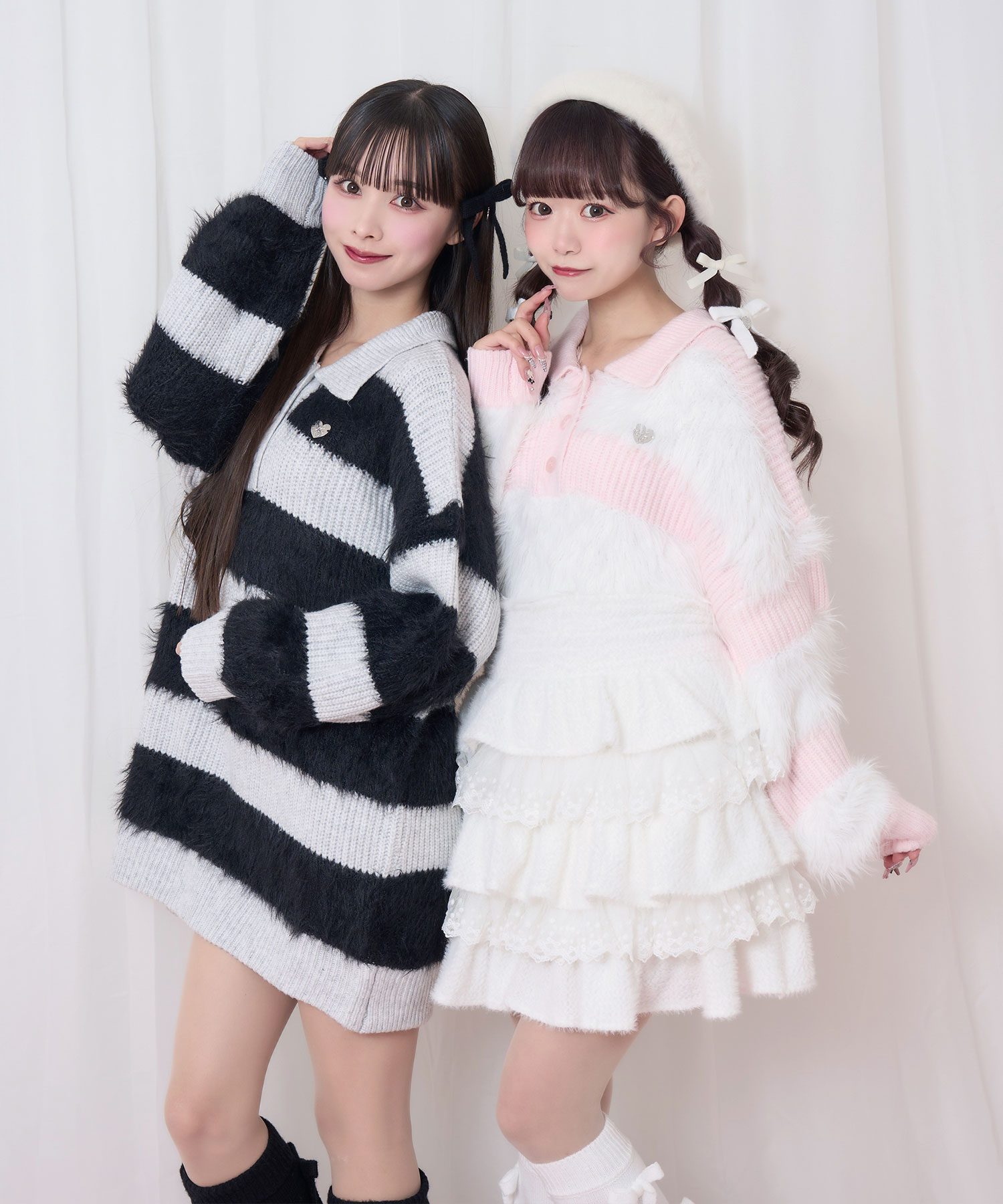 襟付きボーダーニットワンピ