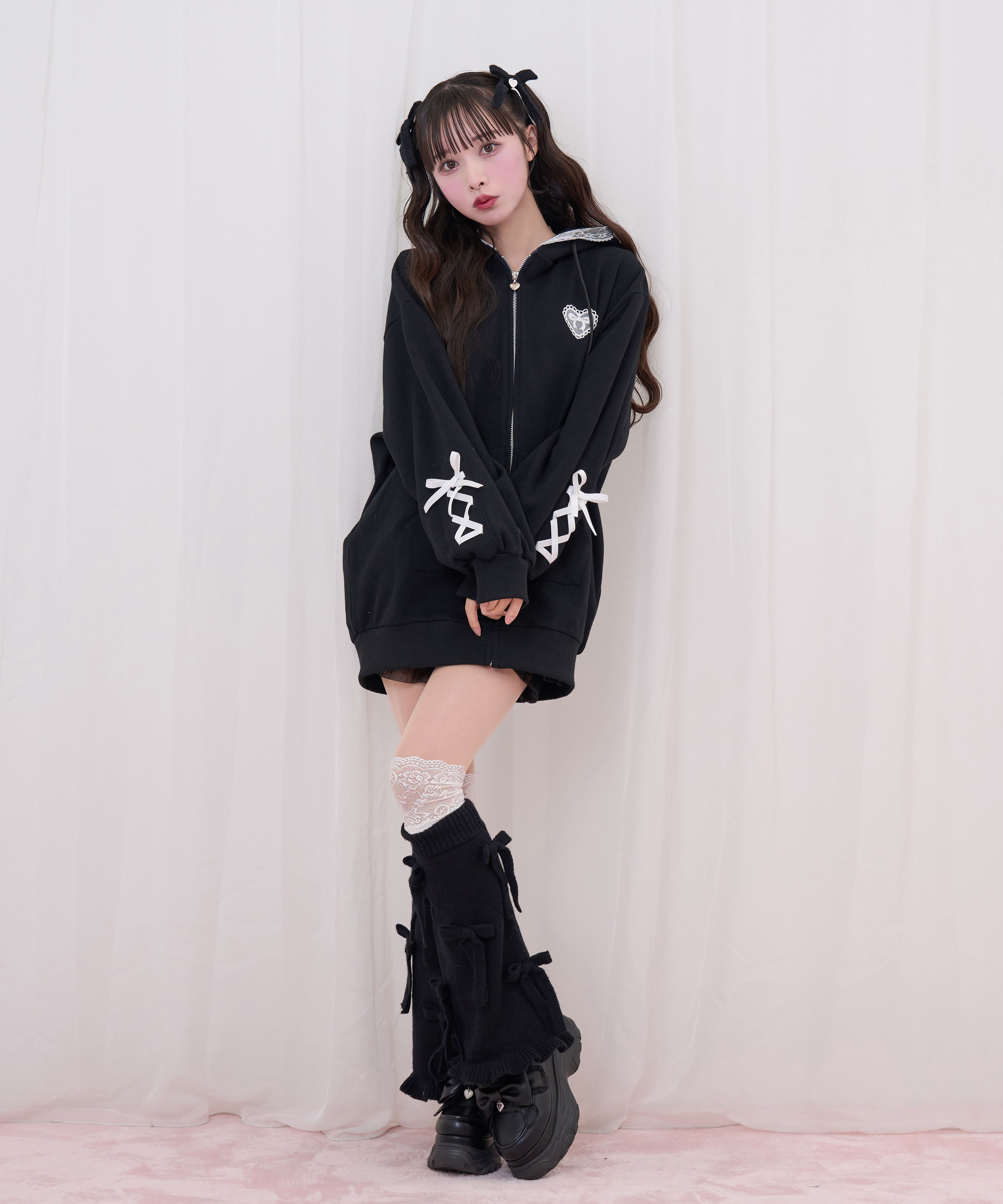 ポイントレースねこ耳ジップパーカー