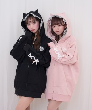 ポイントレースねこ耳ジップパーカー