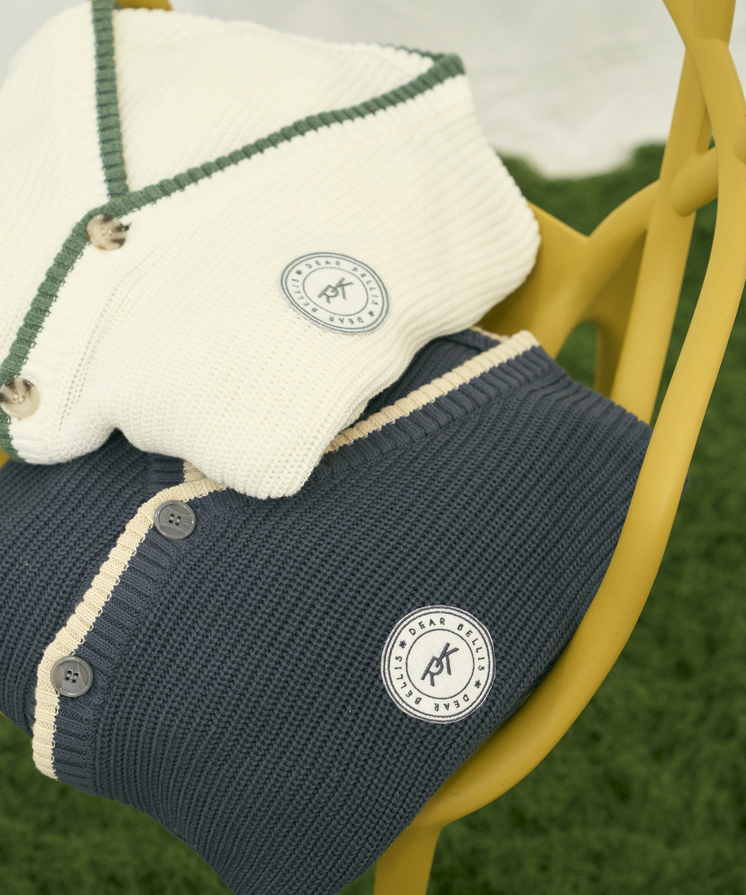 ラインニットカーディガン / ネイビー