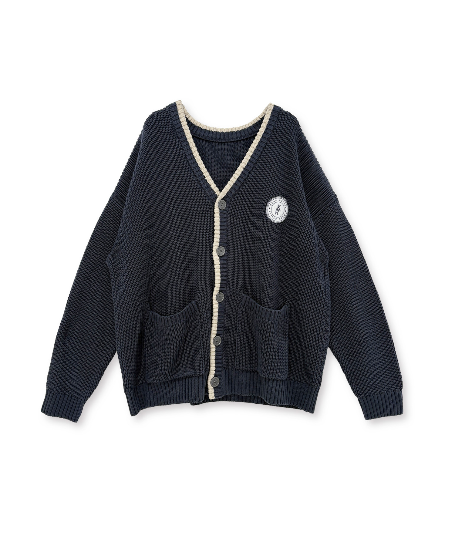 ラインニットカーディガン / ネイビー