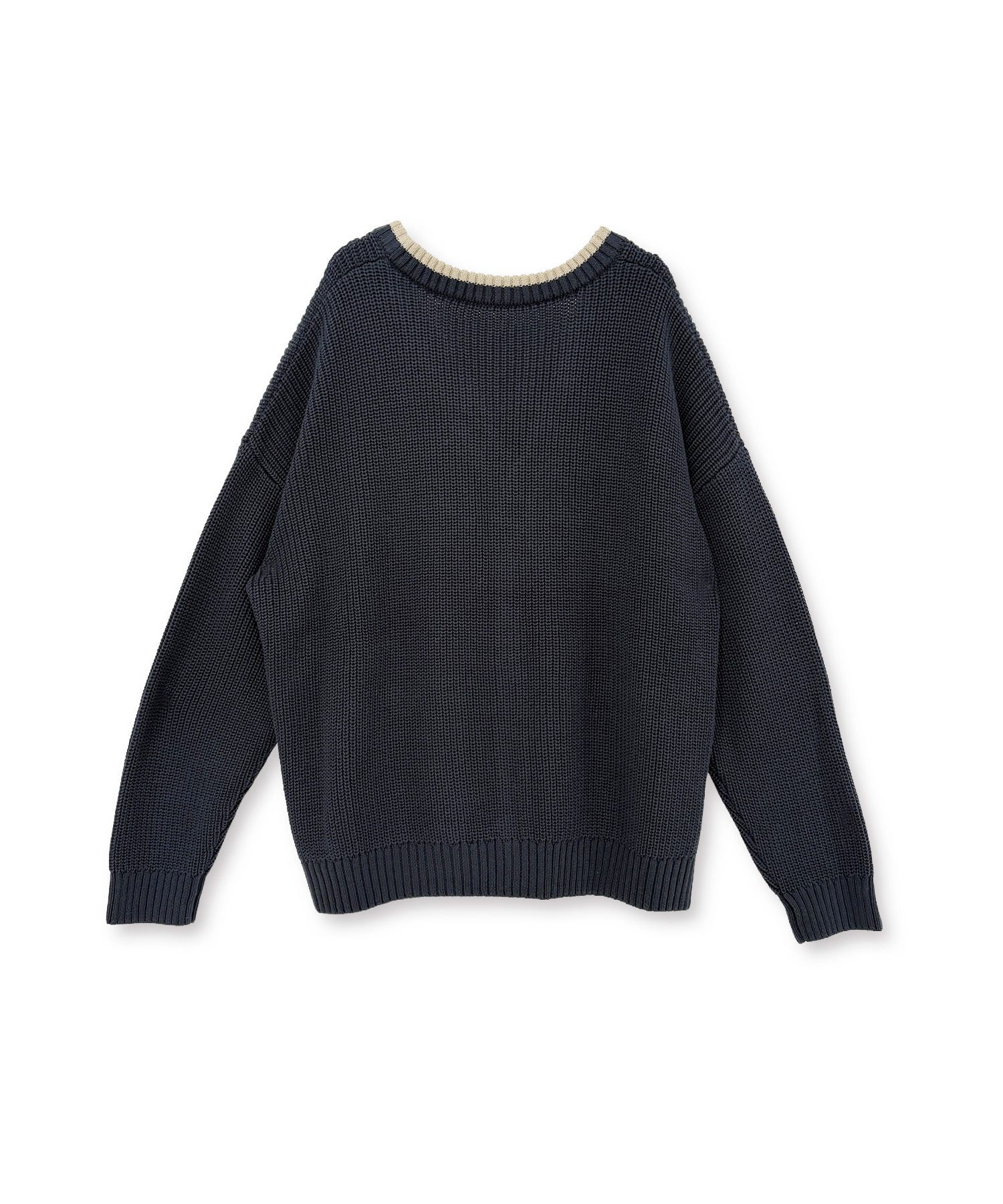 ラインニットカーディガン / ネイビー