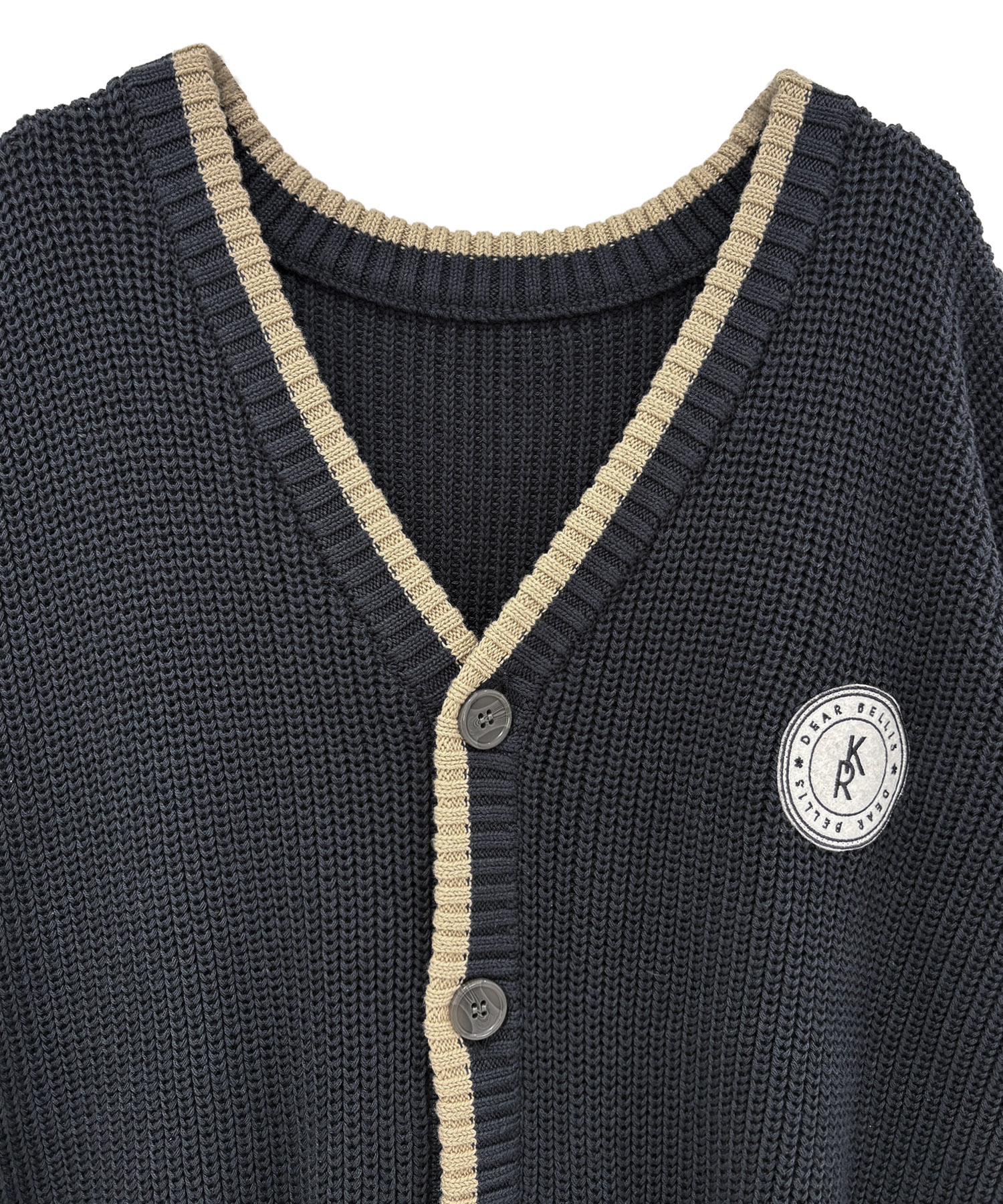 ラインニットカーディガン / ネイビー