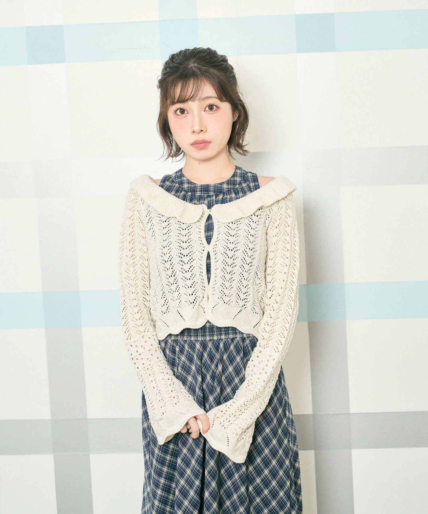 クロシェカーデチェックワンピースSET