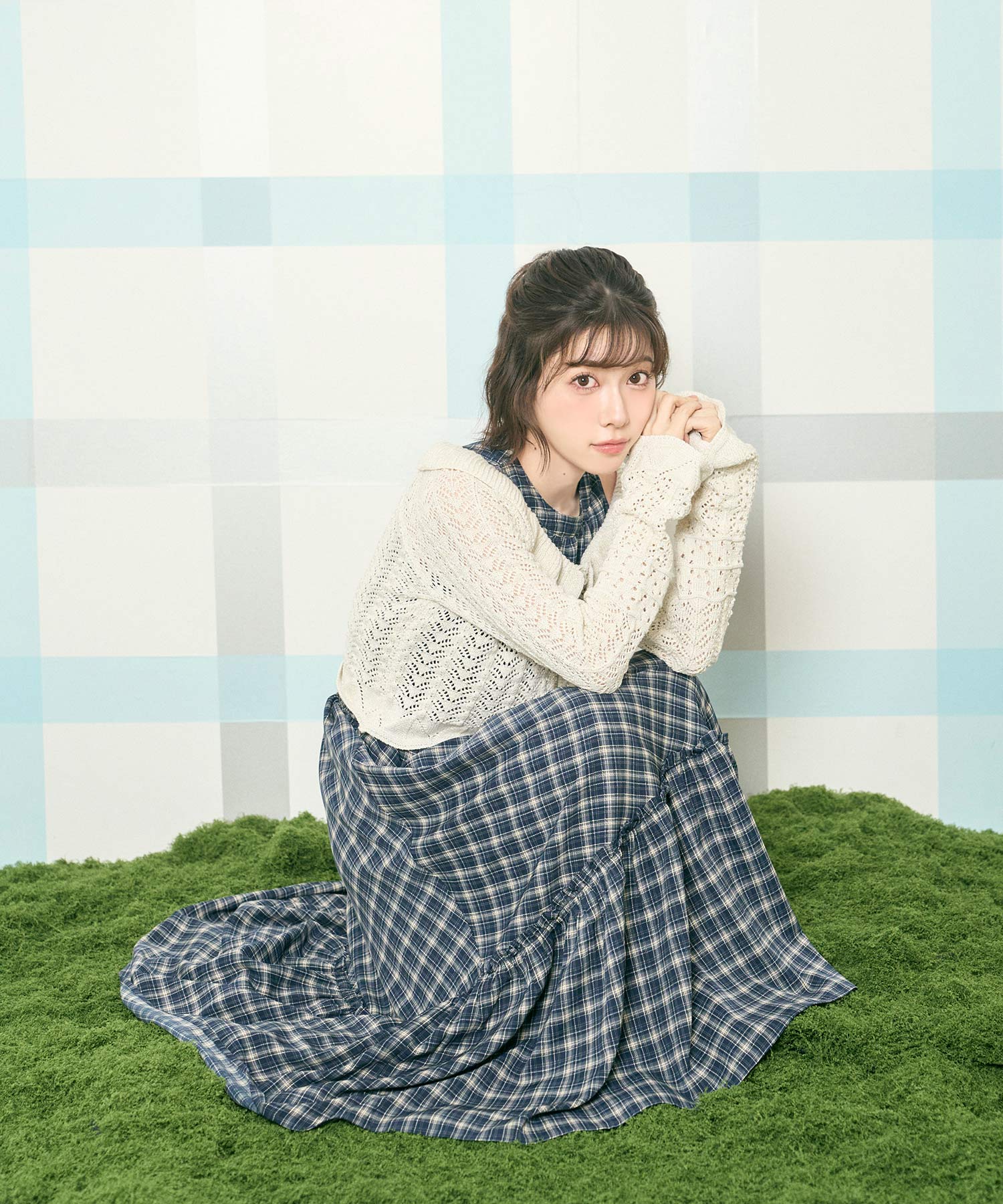 クロシェカーデチェックワンピースSET