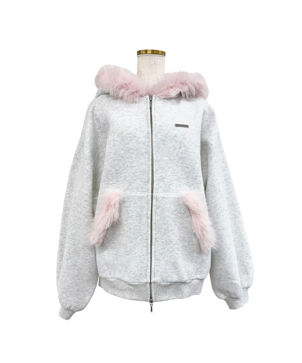 Fur trimming zip set up – BUNNY APARTMENT
