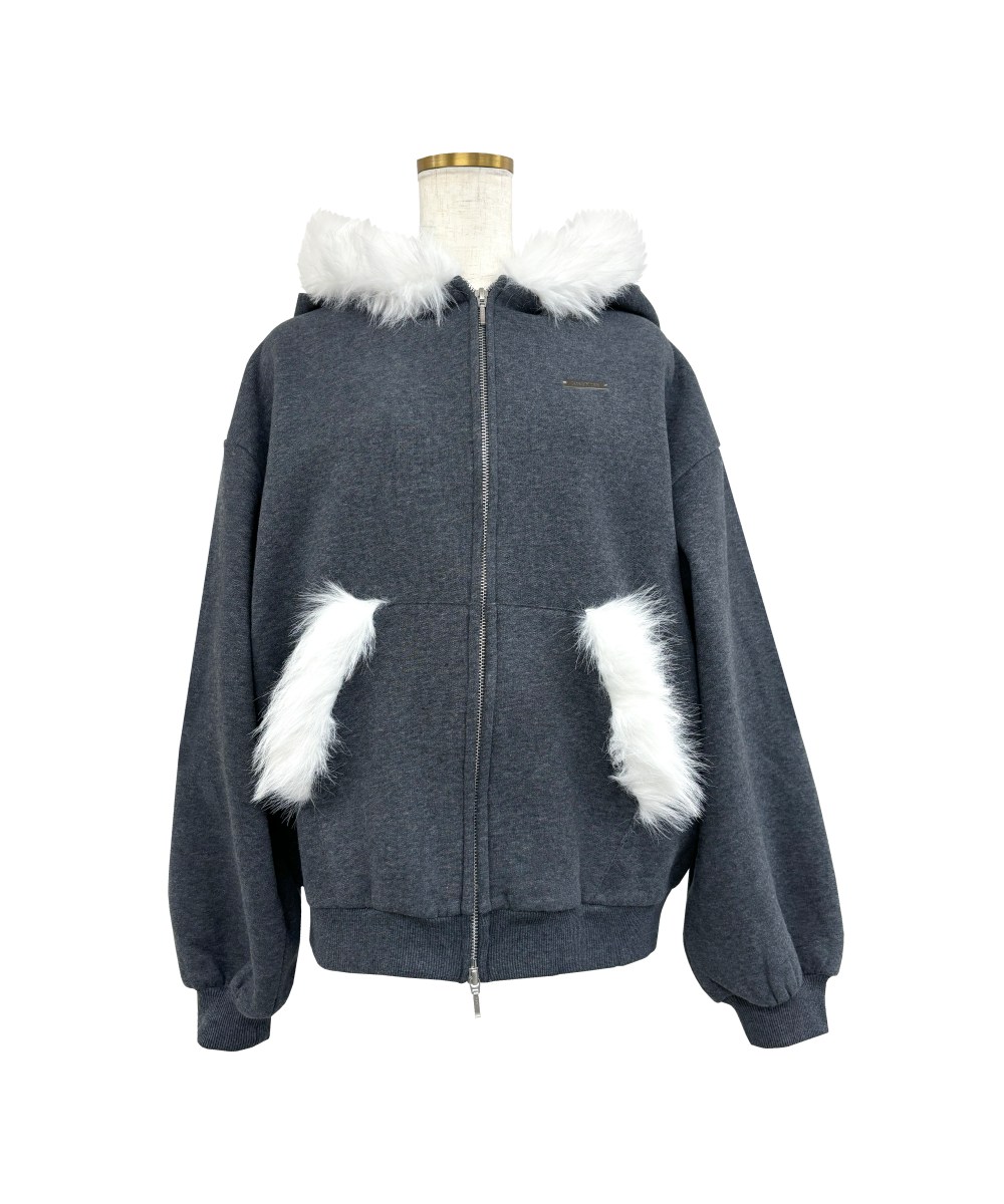 Fur trimming zip set up – BUNNY APARTMENT