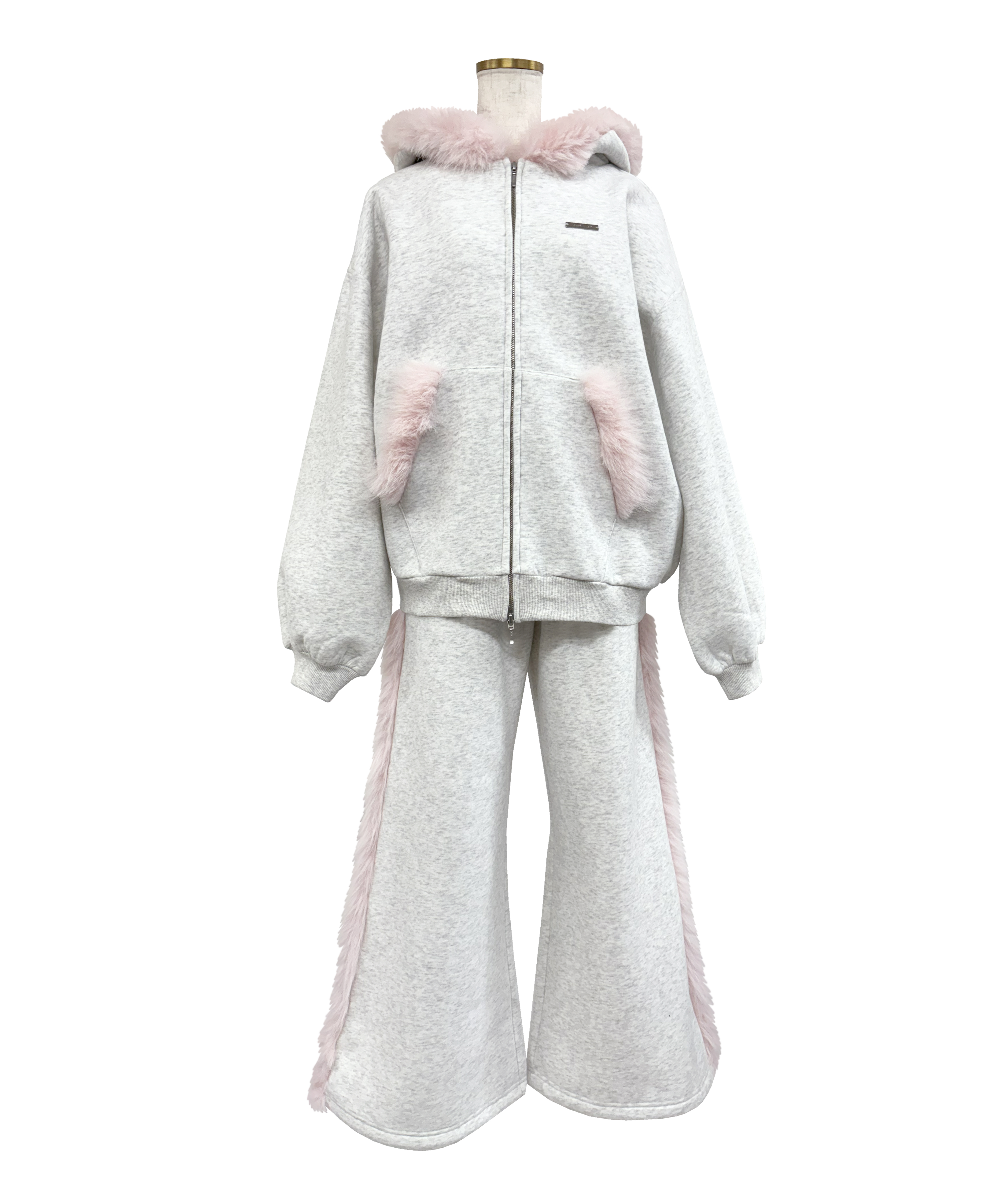 Fur trimming zip set up