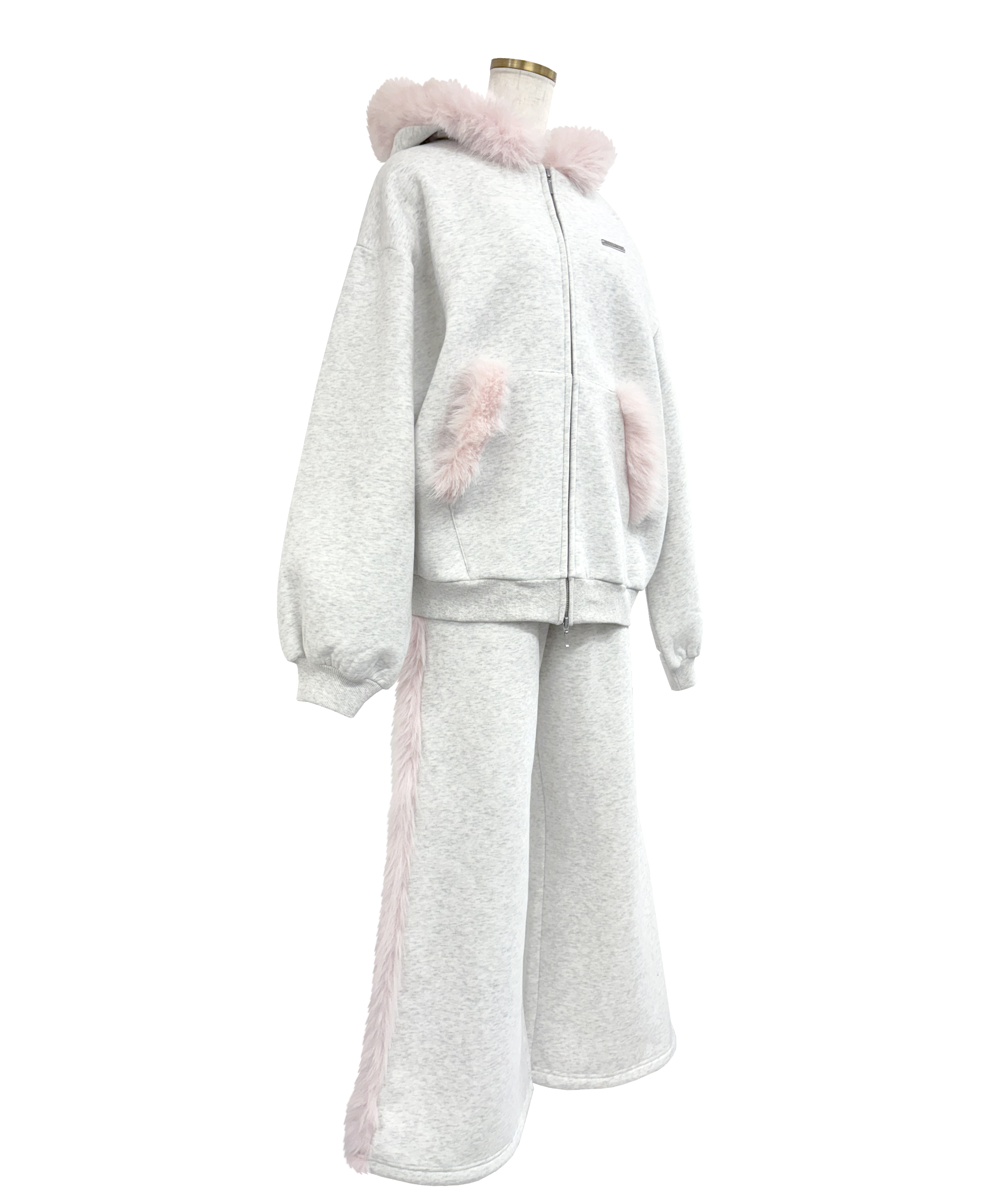 Fur trimming zip set up