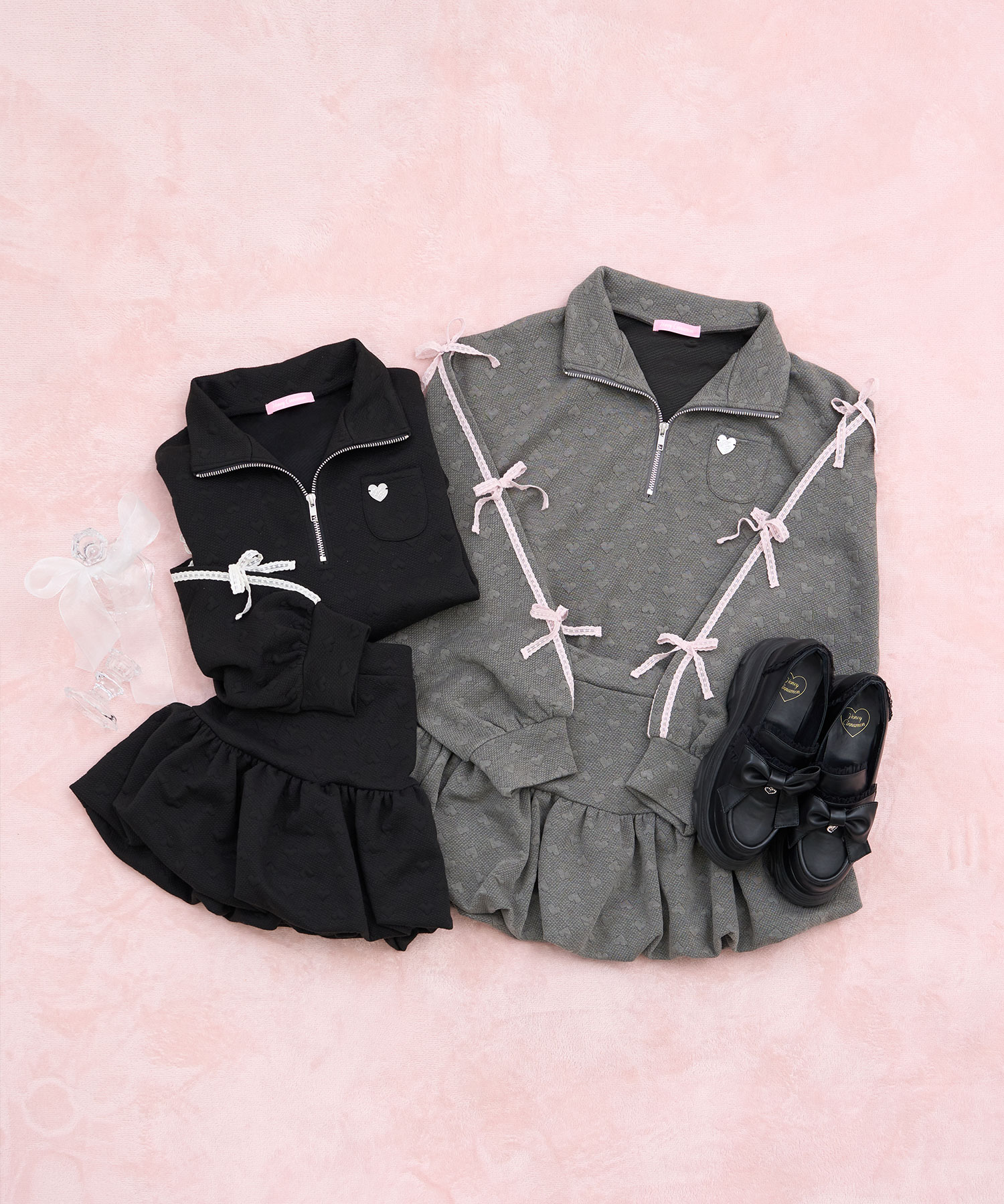 ハートJQハーフジップセットアップ