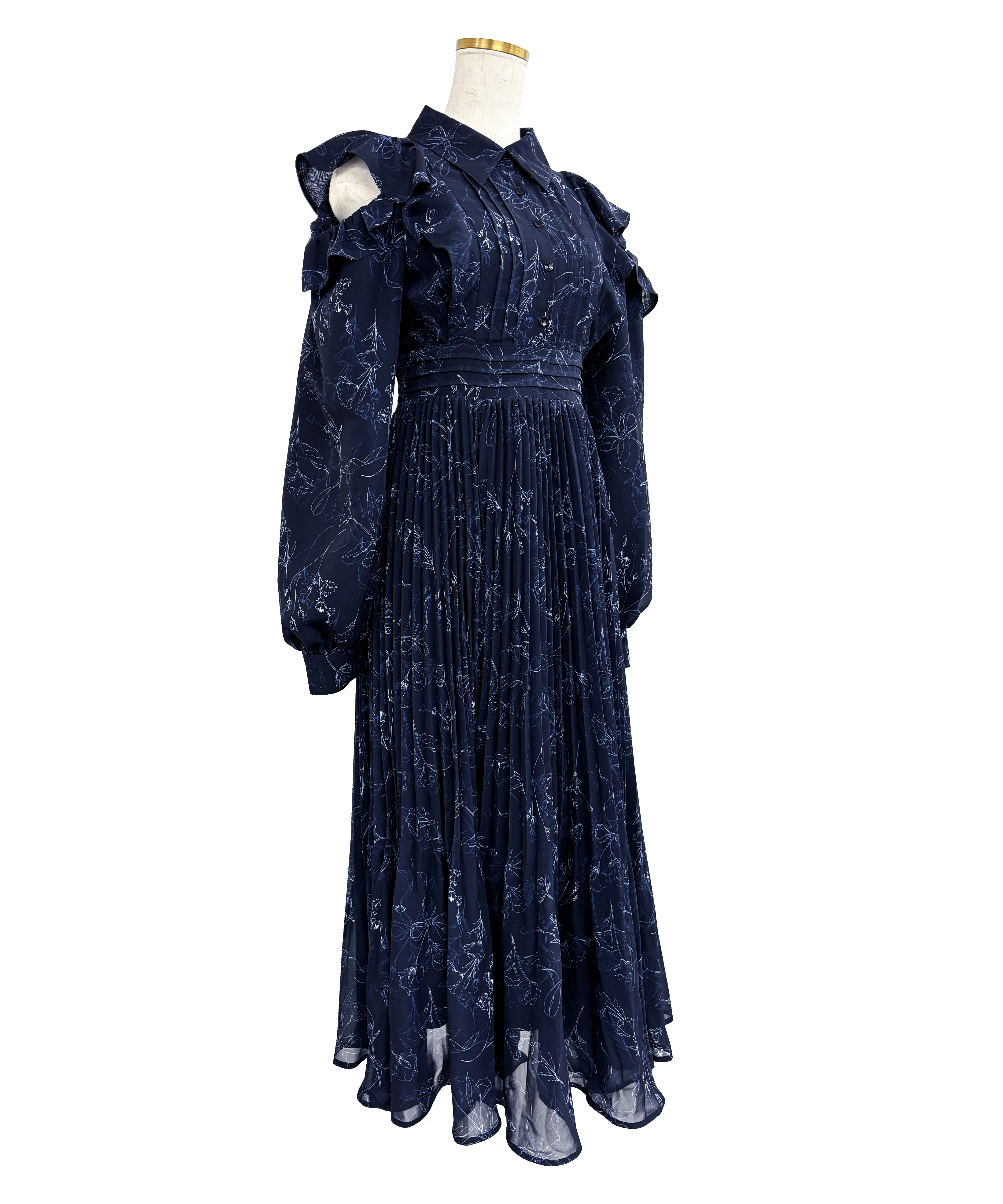 Floral line pleats chiffondress