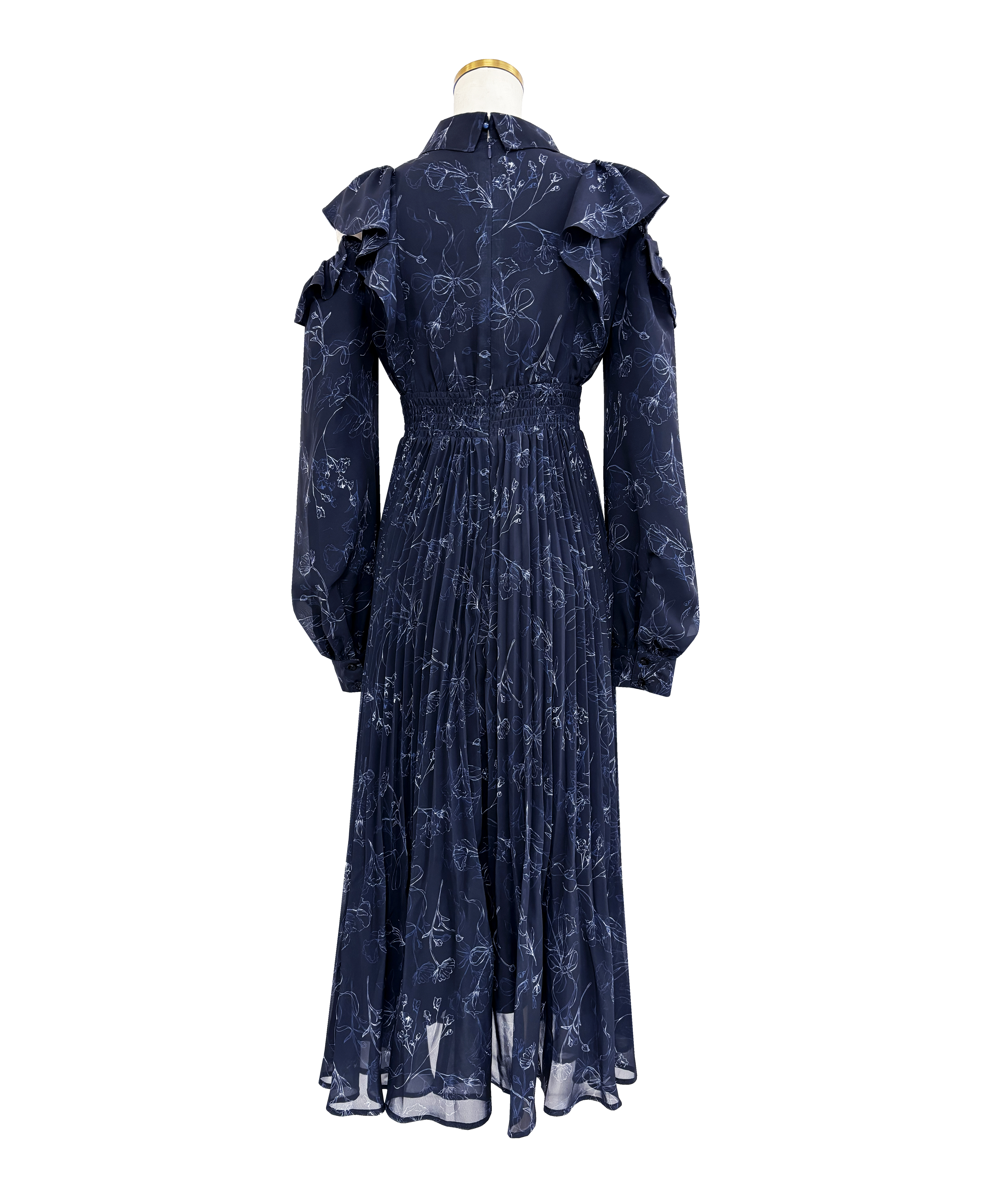 Floral line pleats chiffondress