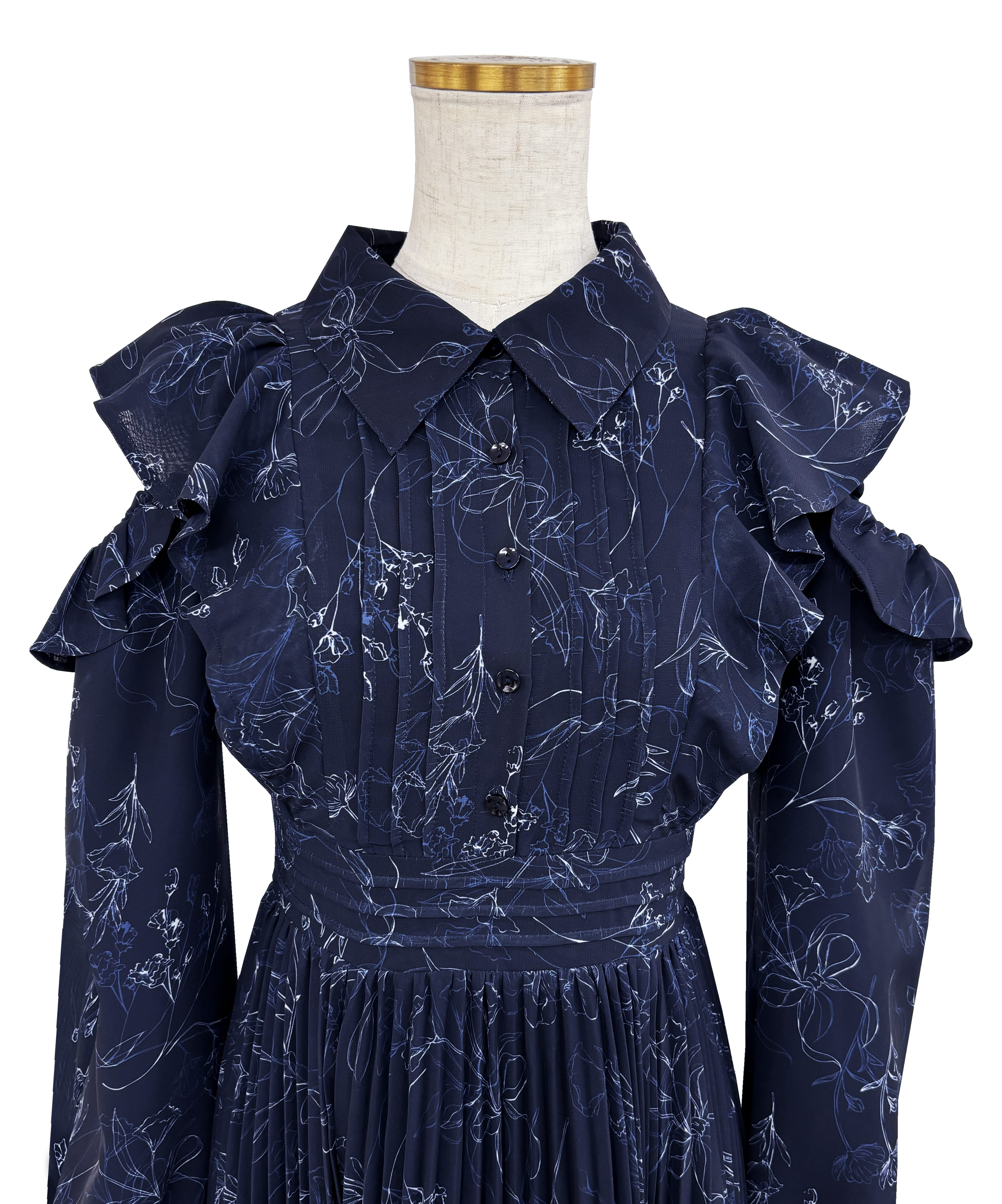 Floral line pleats chiffondress