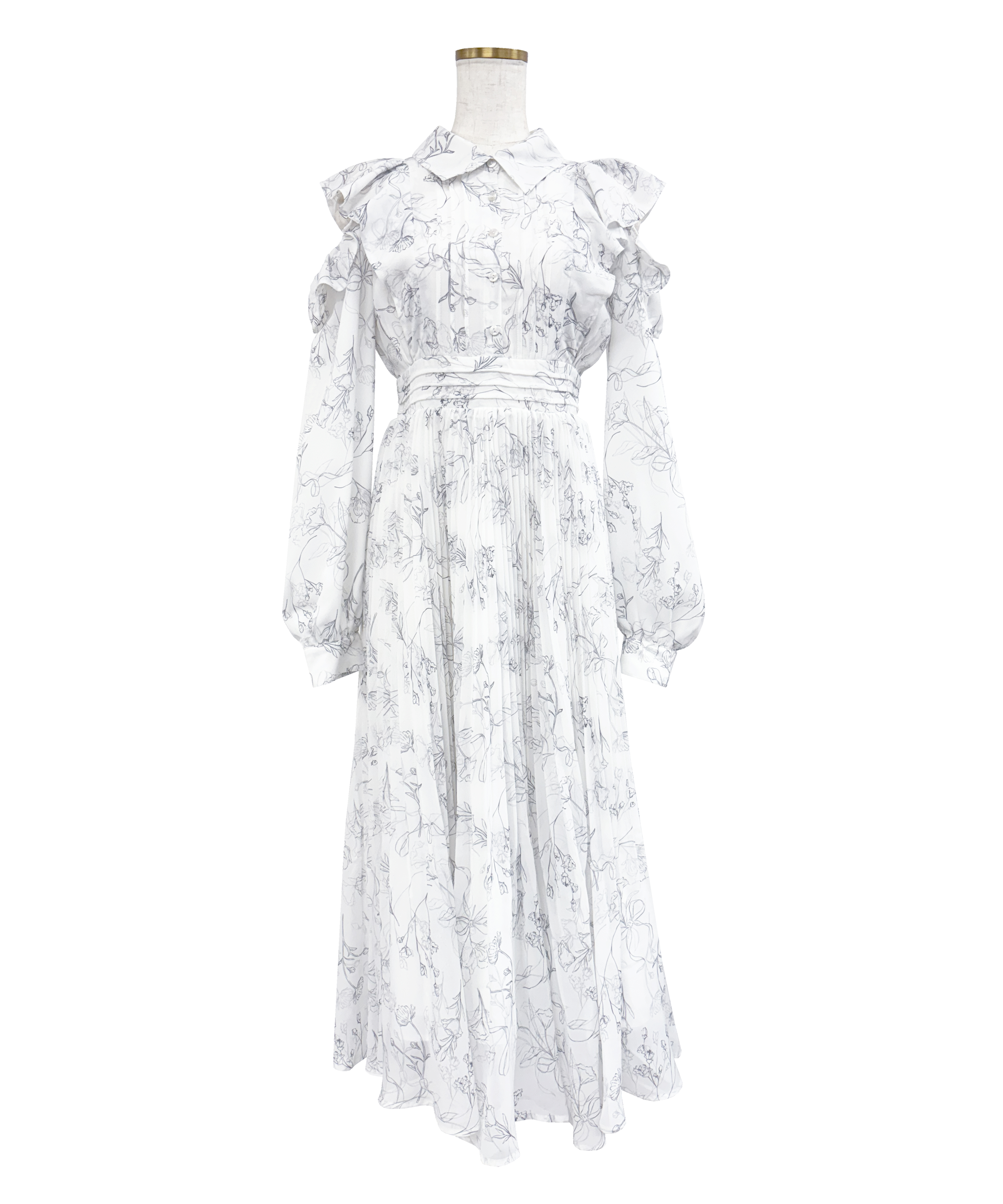 Floral line pleats chiffondress