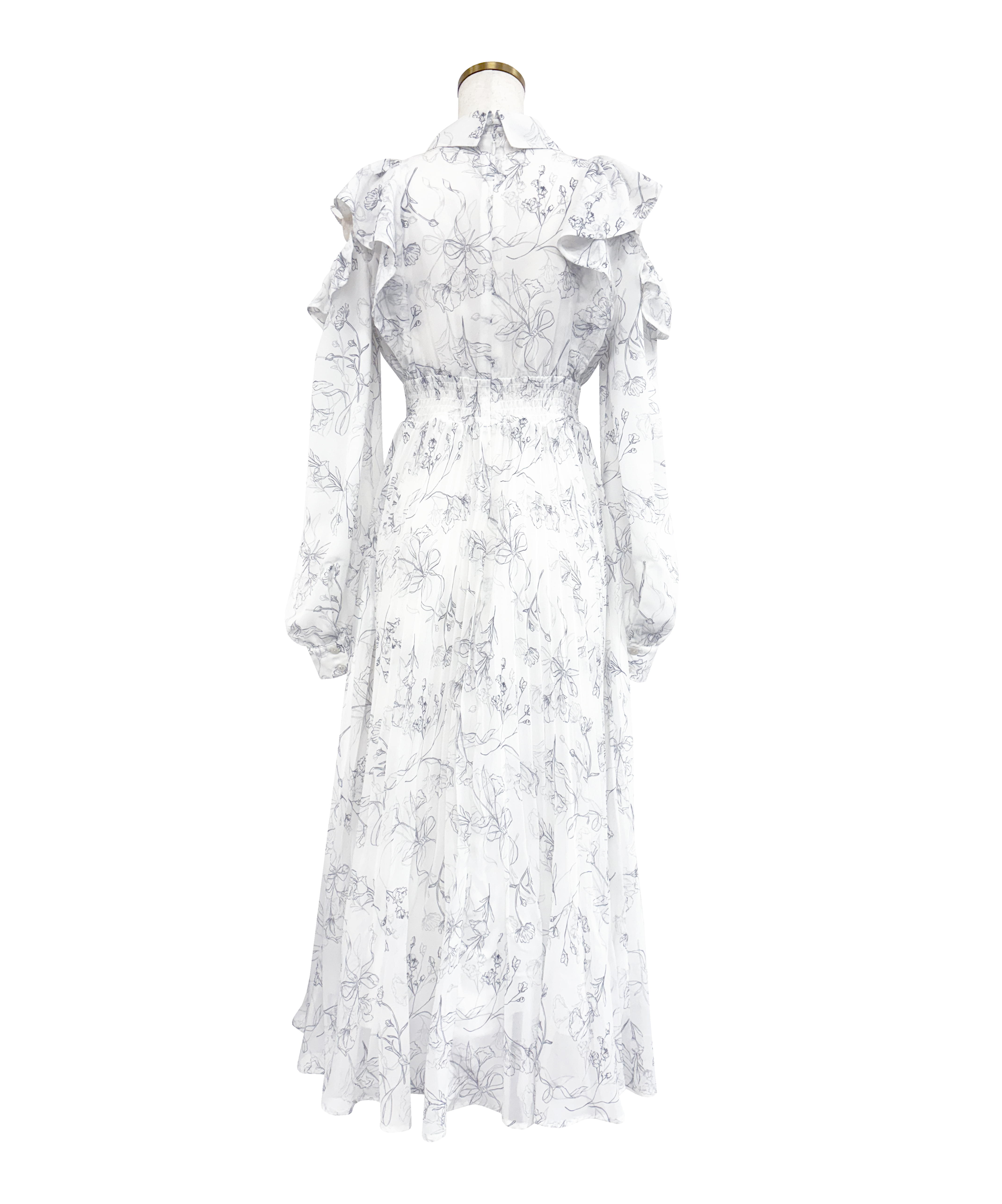 Floral line pleats chiffondress