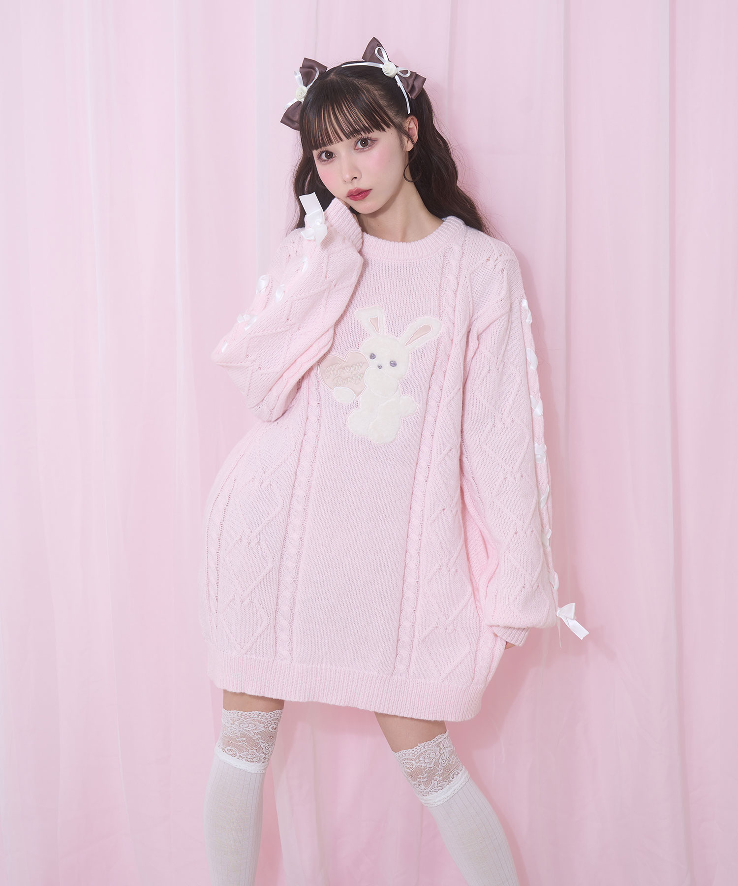 ハニーアップリケニットワンピース RoseリボンクリップSET