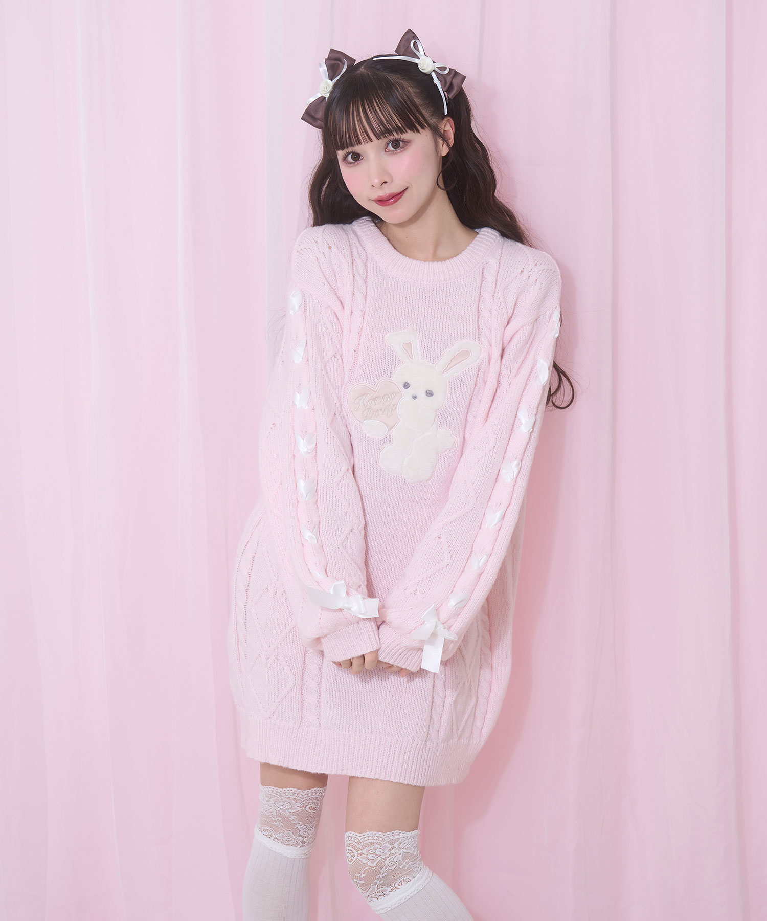 ハニーアップリケニットワンピース RoseリボンクリップSET