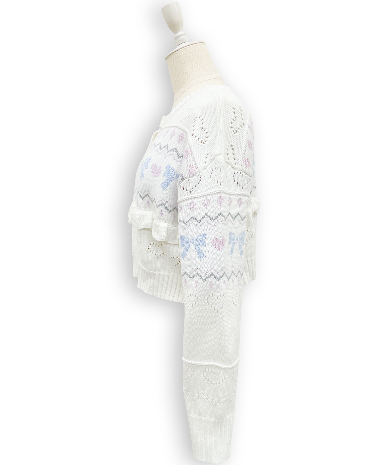 リボンハート透かしカーデ