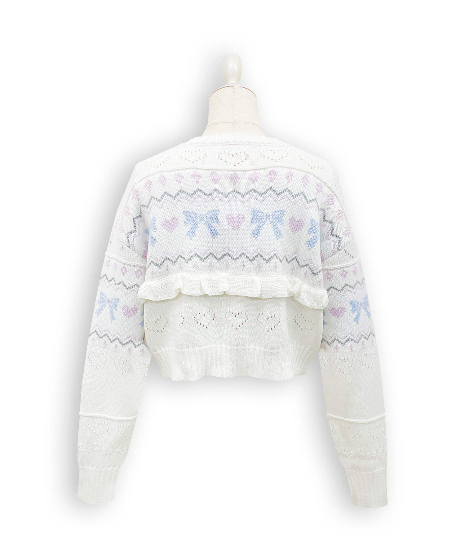 リボンハート透かしカーデ