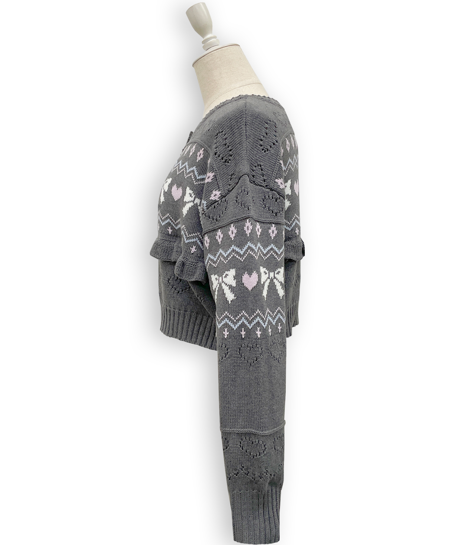 リボンハート透かしカーデ