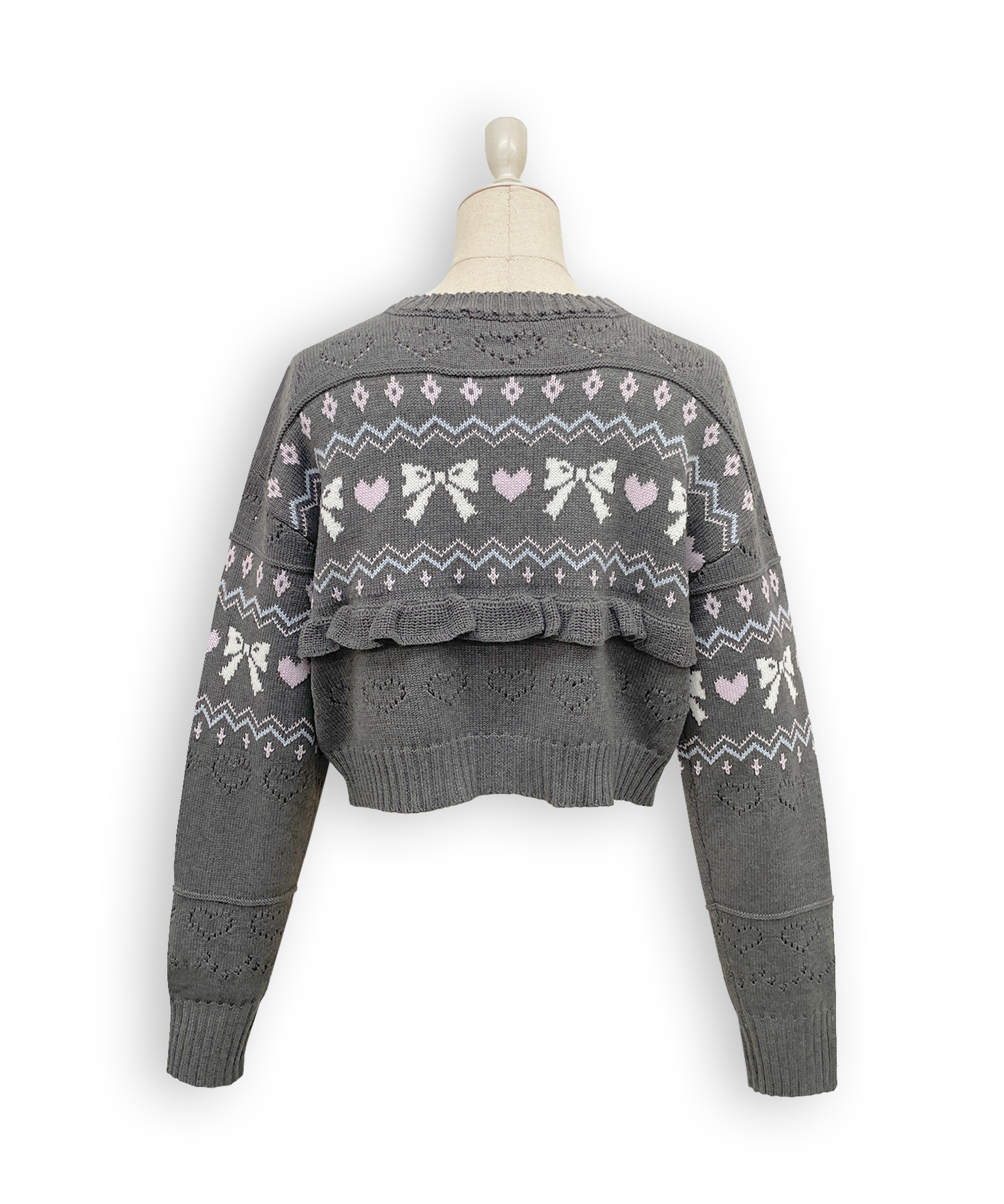 リボンハート透かしカーデ