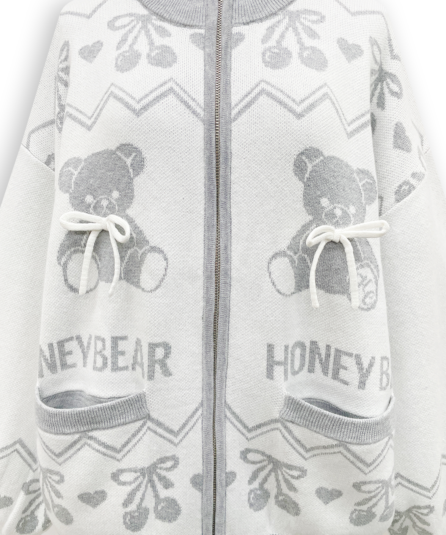 くまチェリージャガードジップブルゾン