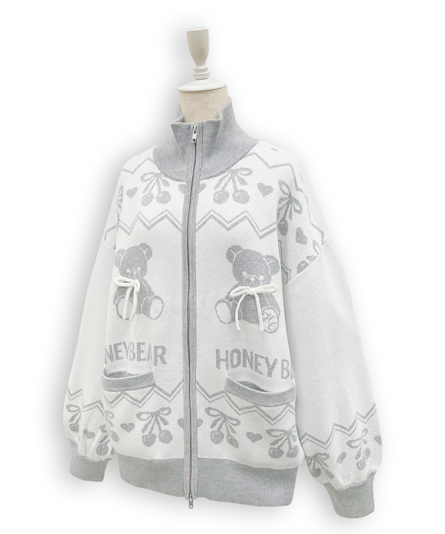 くまチェリージャガードジップブルゾン