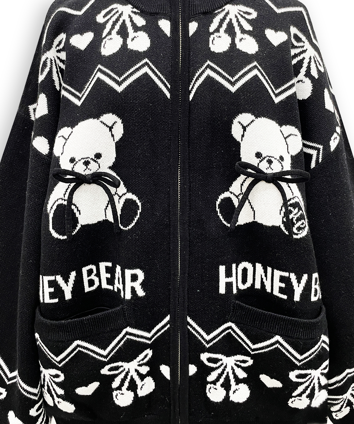 くまチェリージャガードジップブルゾン