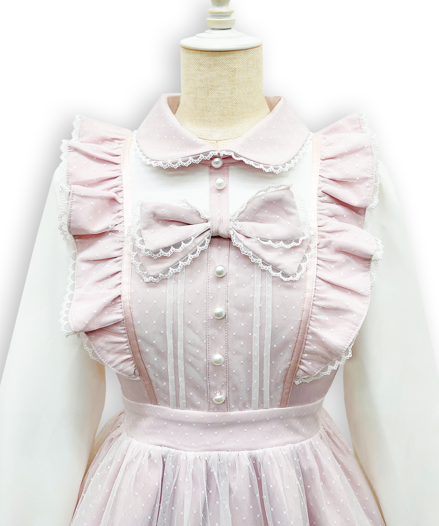 フロントリボンドットチュールワンピース